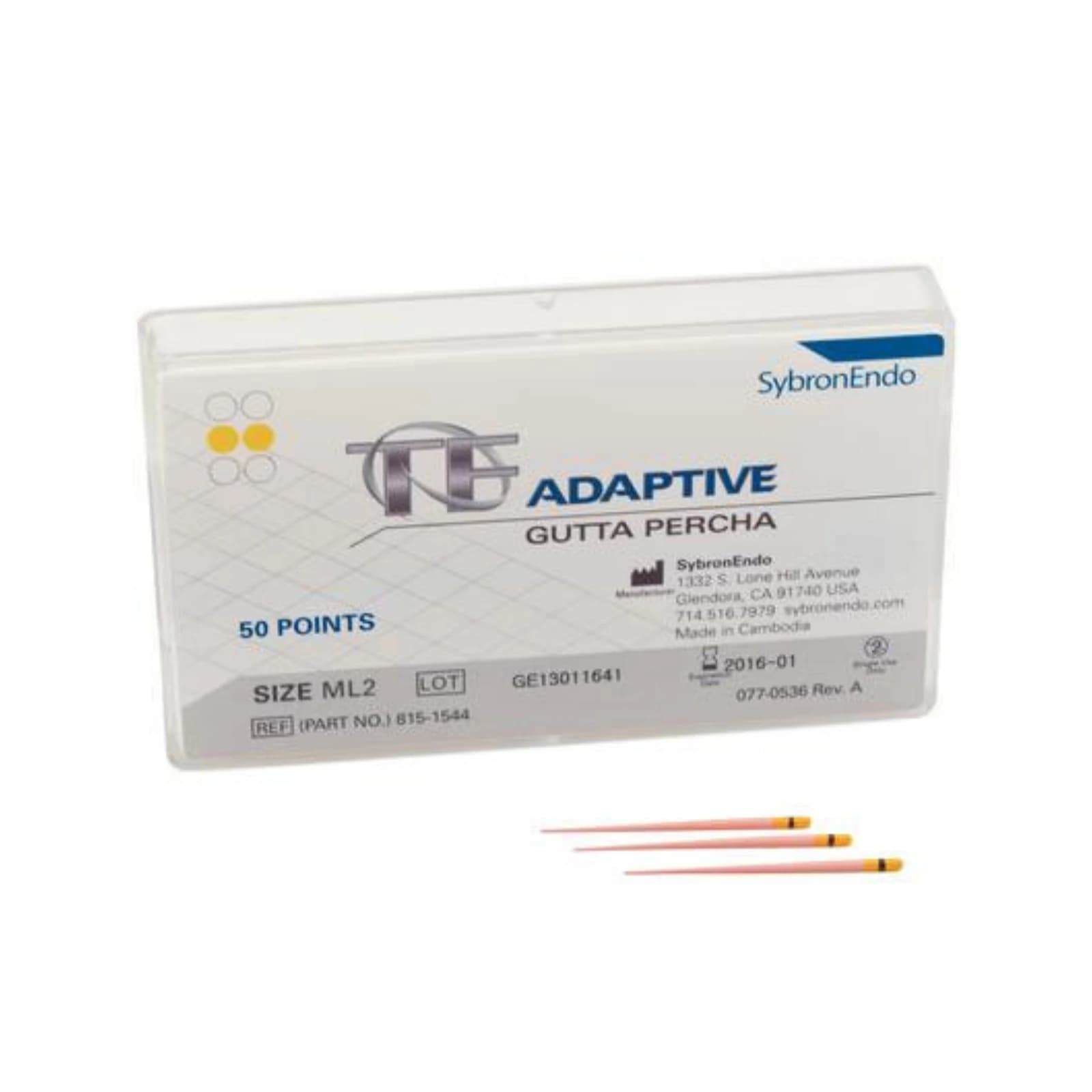 Kerr TF Adaptive Obturators, ML2 Medium/Large, Yellow, 36/Pack, 815-1563 - ML2 Yellow Twisted File Adaptive Obturator Bulk Pack of 36 - Image 1