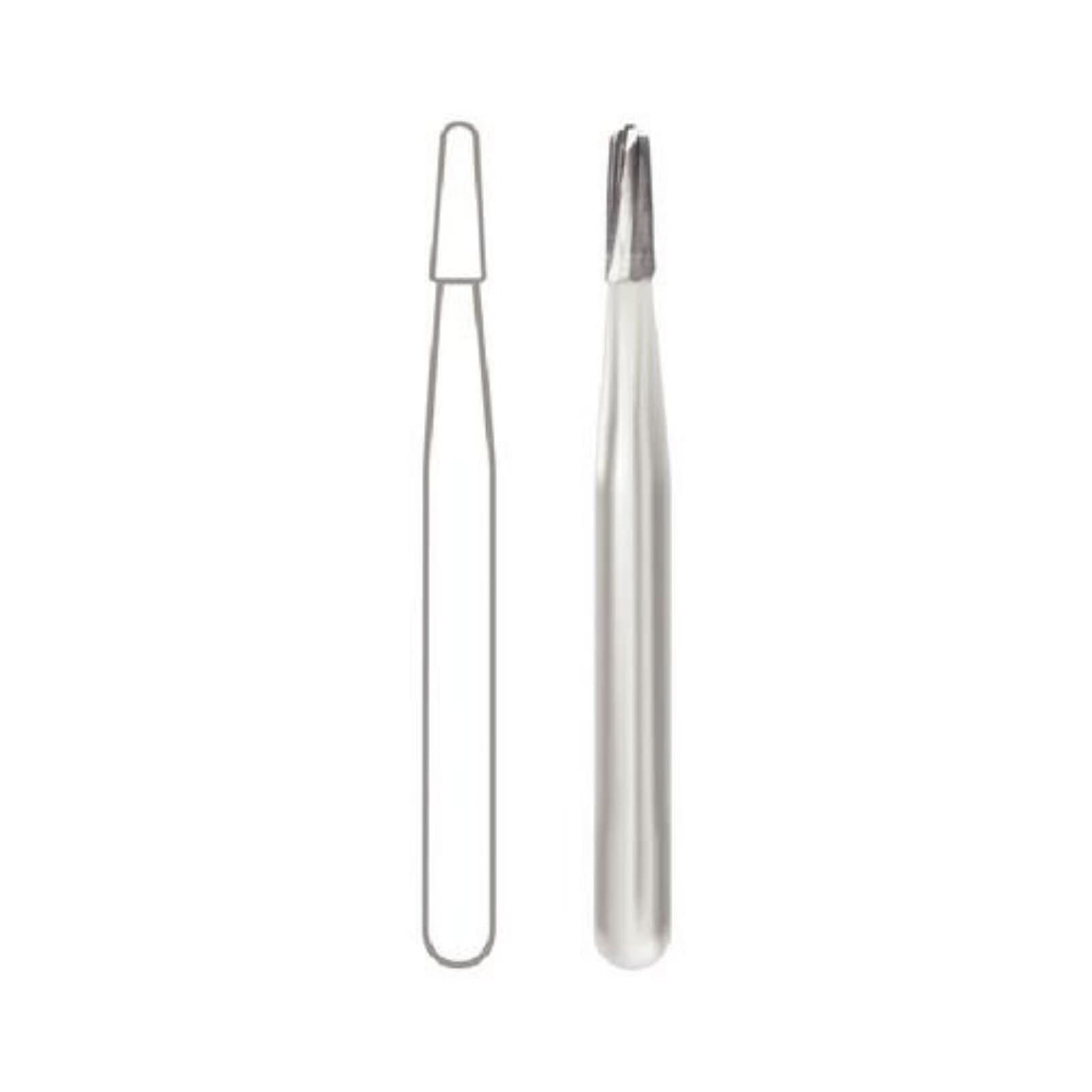 Midwest Operative Carbide Bur #1171-L, FG, Tapered Fissure Dome End, 1.2 mm Diameter, 4.9 mm Length, 6 Flutes, 100/Bag, 386244 thumbnail 2
