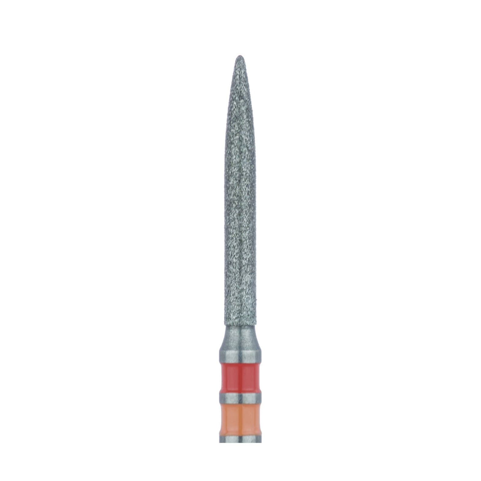 Meisinger Zirconia Diamond Bur, Friction Grip, Long Flame, Fine Grit, Red Ring, 1.2 mm, 5/Pk, Z863F-012-FG thumbnail 4
