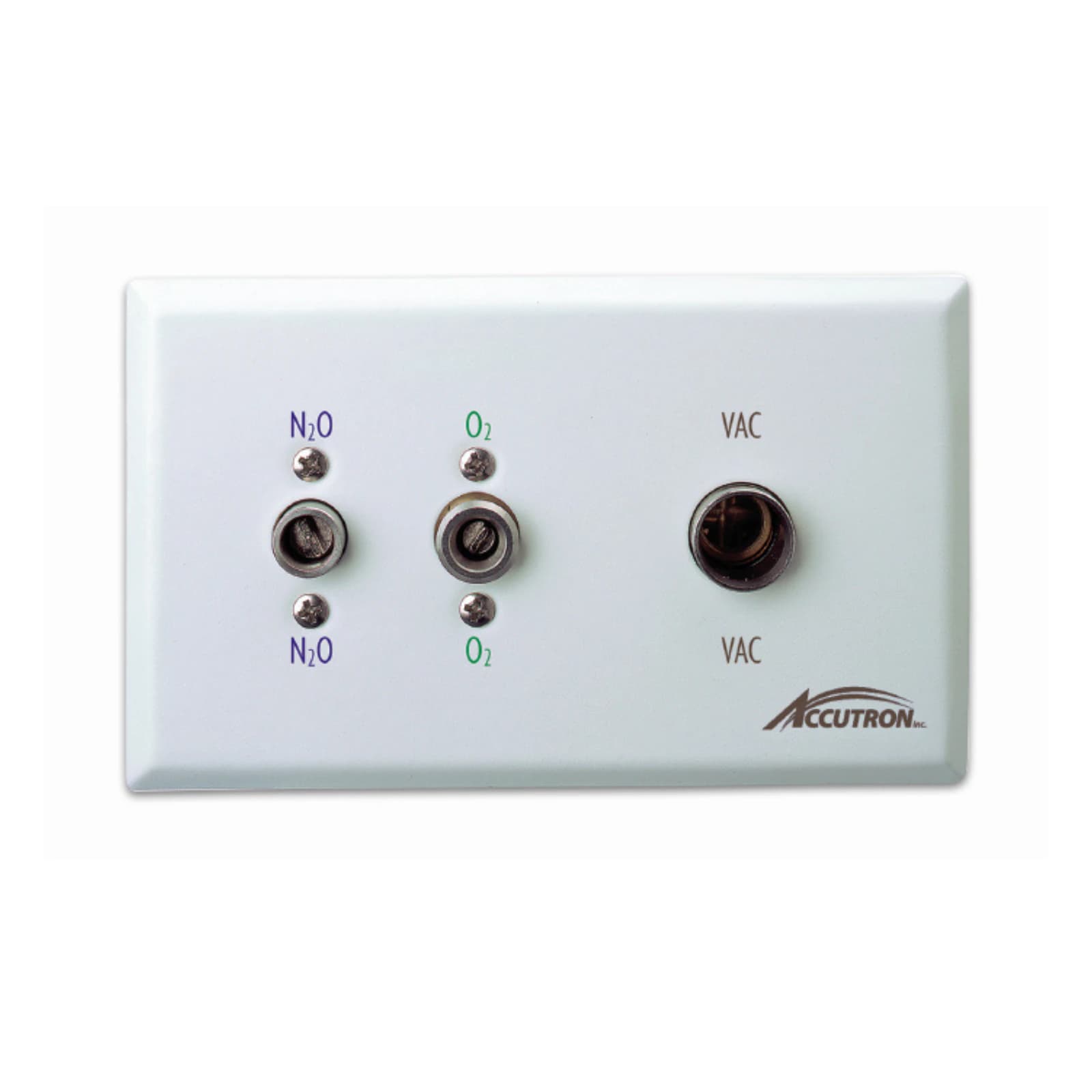 Recessed Quick-Connect Triple Outlet (N2O-O2-Vac), White, for Accutron and Porter Hoses - Recessed Q/C Triple Outlet (N2O-O2-Vac) - Image 1