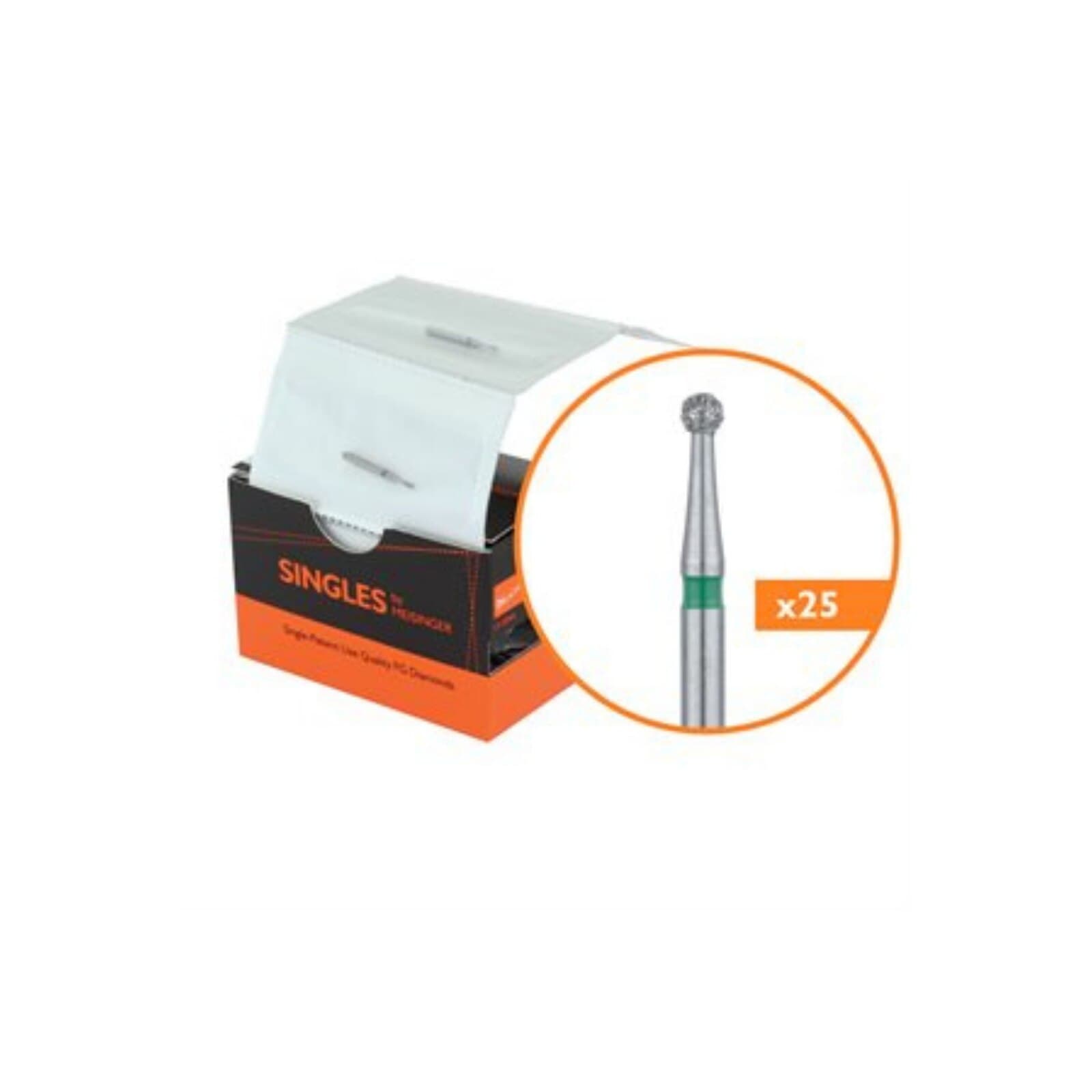 Meisinger Singles Disposable Diamond Bur, FG, Round, #0116C, 1.6 mm, Coarse, Green, 25/Pk thumbnail 11
