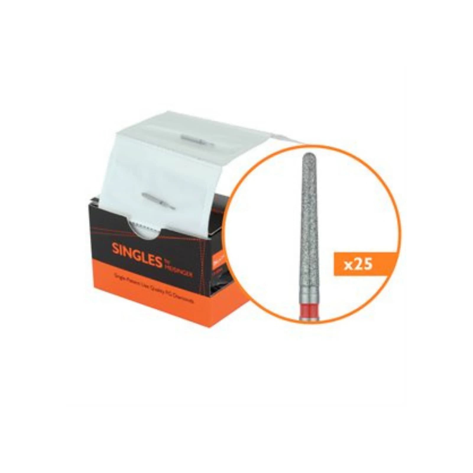 Meisinger Single-Use Sterile Diamond Bur, FG, Tapered Round End, #1116.10F, 1.6 mm, Fine, Red, 25/Pk thumbnail 10