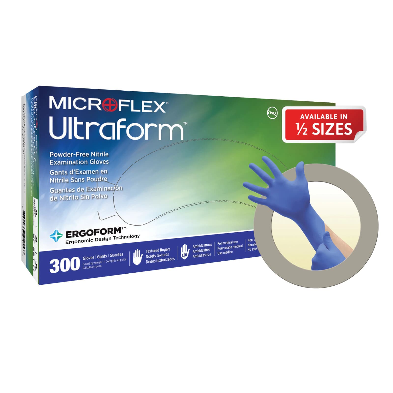 Ultraform® Powder Free Nitrile Exam Gloves, Medium, Cobalt Blue, 300/Box, UF-524-M thumbnail 9