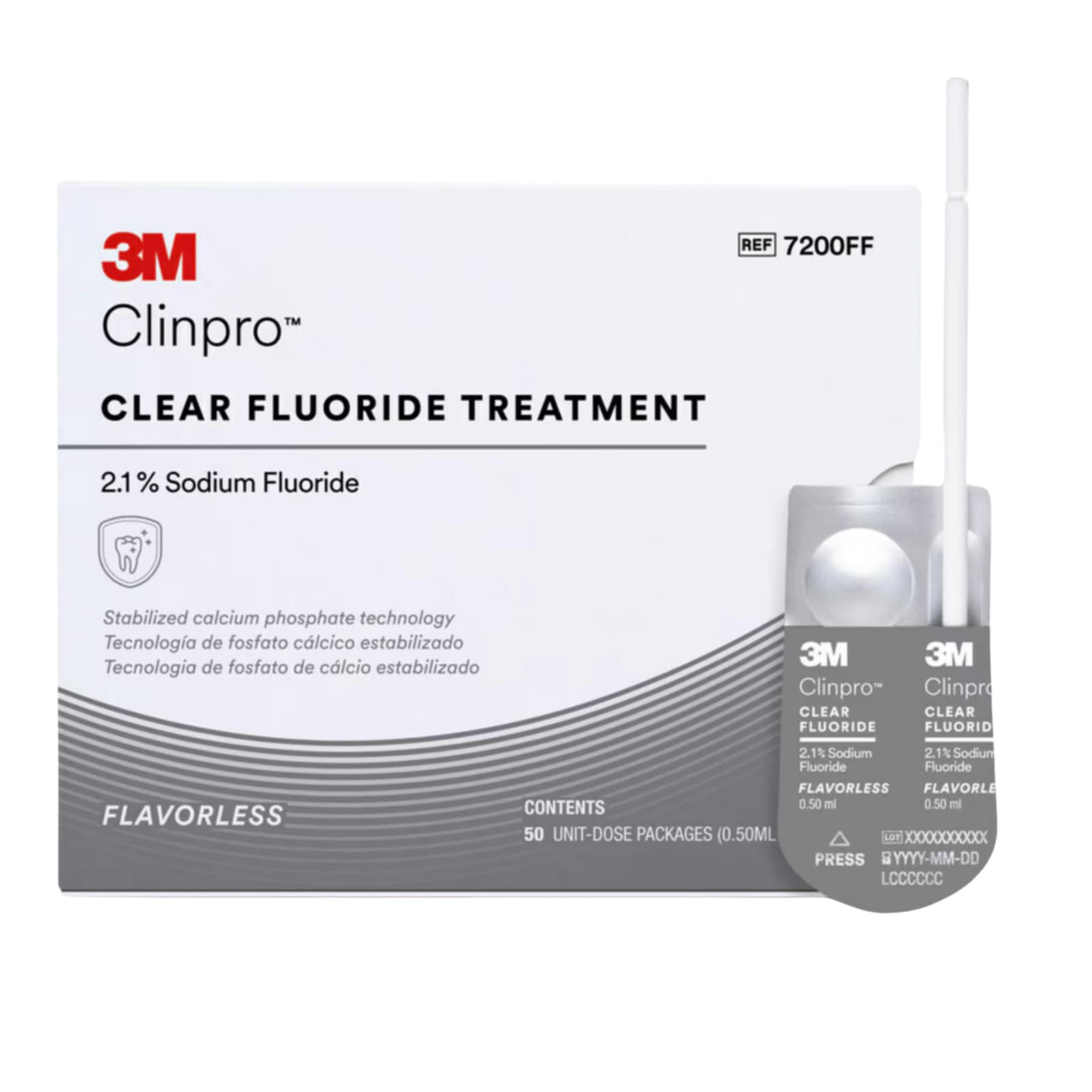 3M Clinpro Clear Fluoride Treatment, 2.1% Sodium Fluoride, Flavorless, 0.5 mL Unit Dose, 50/Pk, 7200FF thumbnail 3