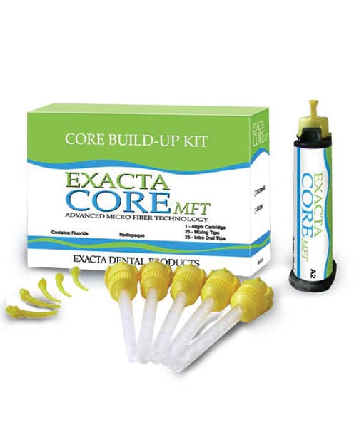Exacta Core MFT Core Build-Up Material, Shade A2, 25ml Automix Cartridge with Mixing Tips thumbnail 2