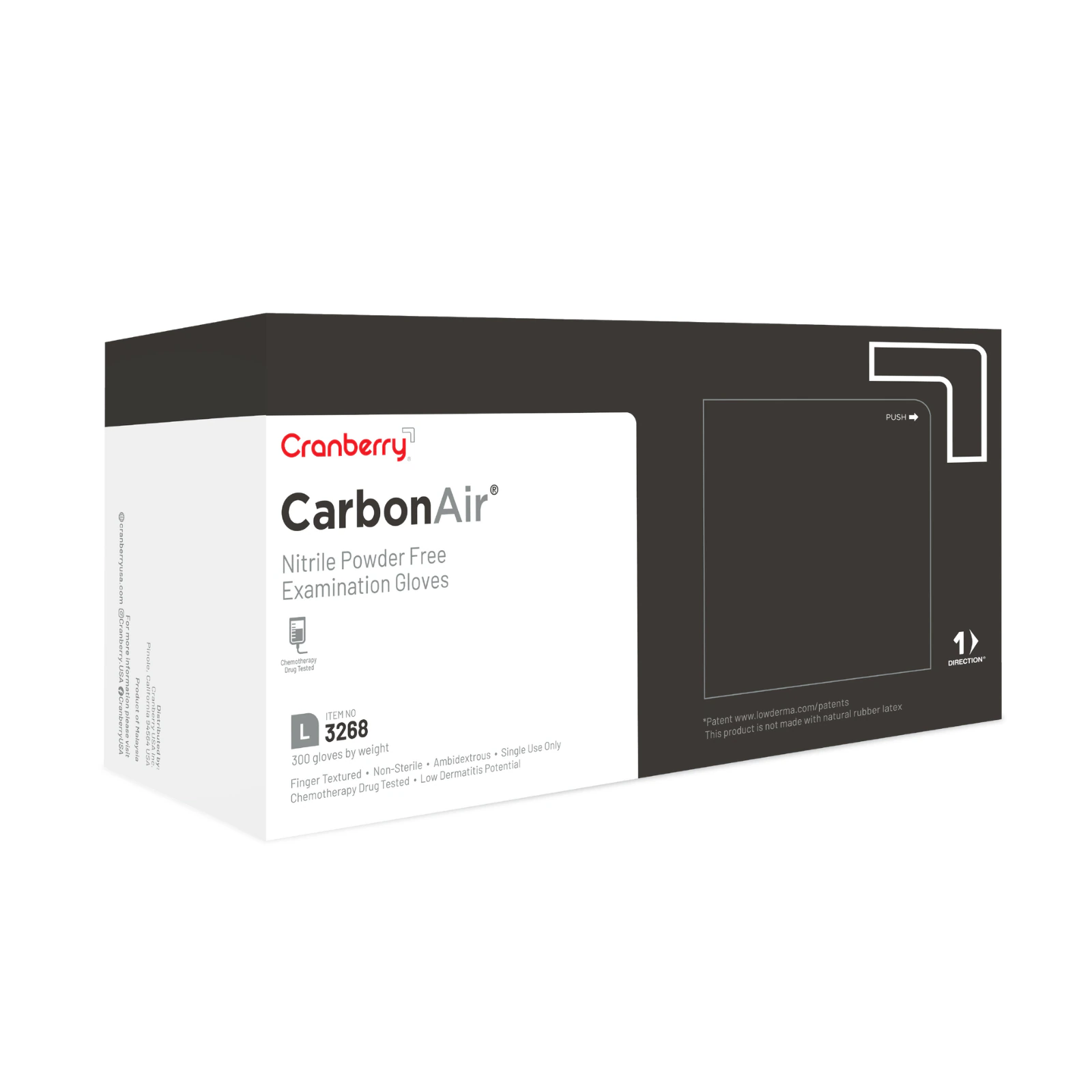 Carbon Air Nitrile Examination Gloves, Powder Free, Non-Sterile, Large, Black, 300/Bx, CR3268 thumbnail 10