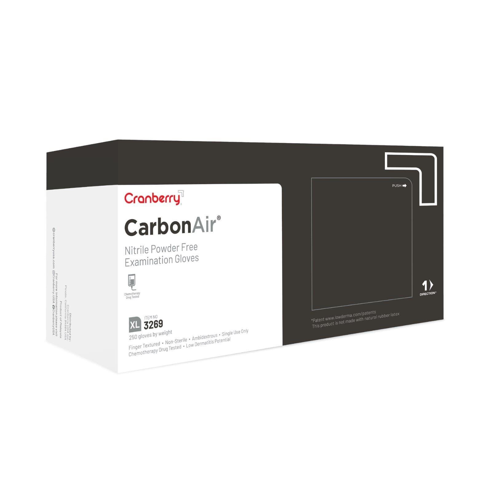 Carbon Air Nitrile Exam Gloves, Powder Free, Non-Sterile, Extra Large, Black, 250/Box, CR3269 thumbnail 10