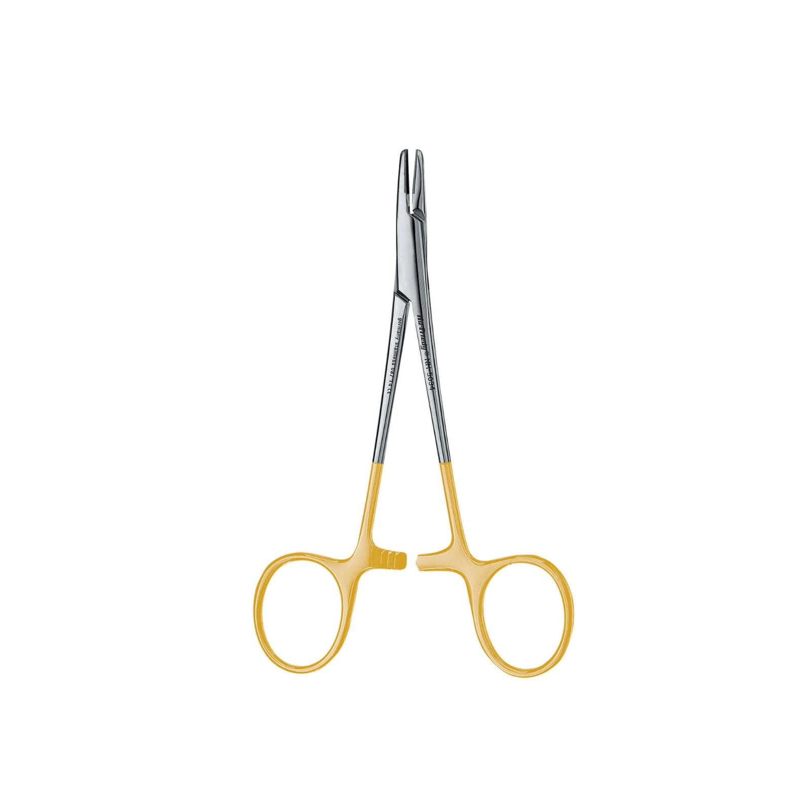 Hu-Friedy Hegar-Baumgartner Perma Sharp® Needle Holder, 14 cm/5.5", Tungsten Carbide Tips, Serrated, Gold-Plated Ring Handles, NH5034 thumbnail 2