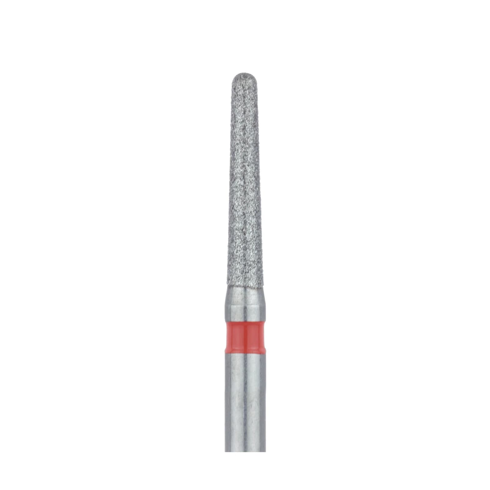 Meisinger 850F-014-FG Fine Diamond Bur, Round End Tapered (Chamfer), Friction Grip, 1.4 mm Head Diameter, 8.0 mm Working Length, Red Ring, 5/Pkg thumbnail 3