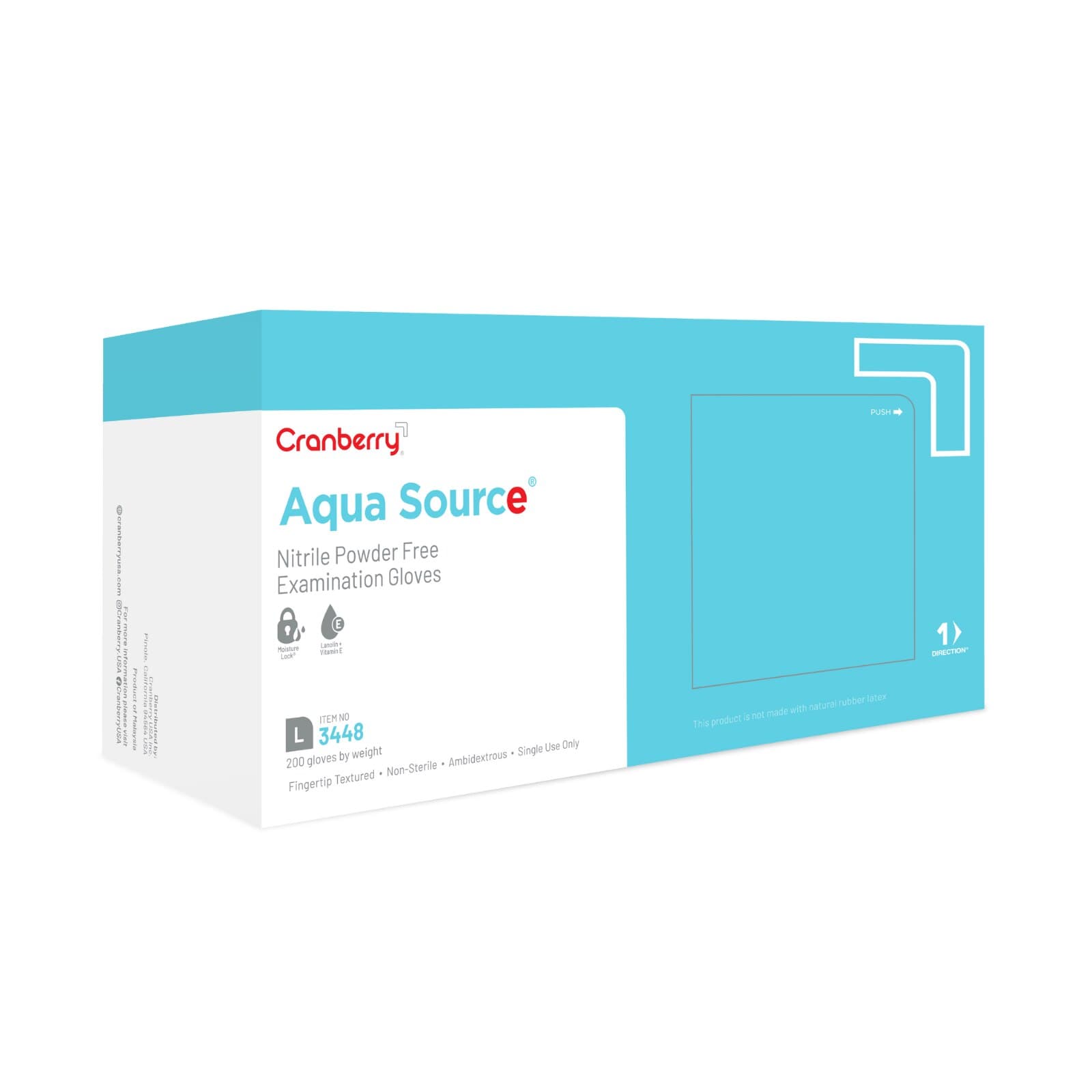 Cranberry AquaSource Nitrile Exam Gloves, Powder-Free, Non-Sterile, Large, Teal, 200/Box, 3448 thumbnail 2