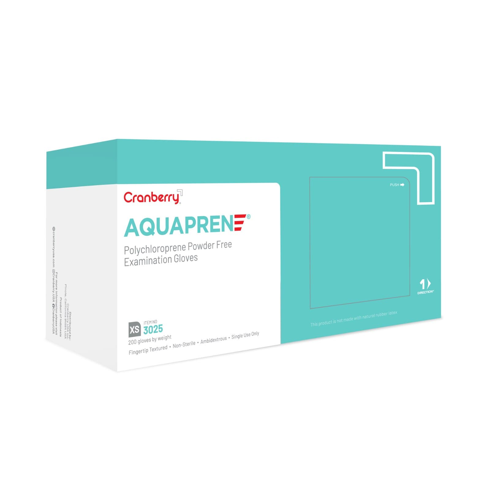 Cranberry AquaPrene Chloroprene Exam Gloves, Powder-Free, Non-Sterile, Extra Small, Aqua Blue, 200/Box, CR3025 thumbnail 4