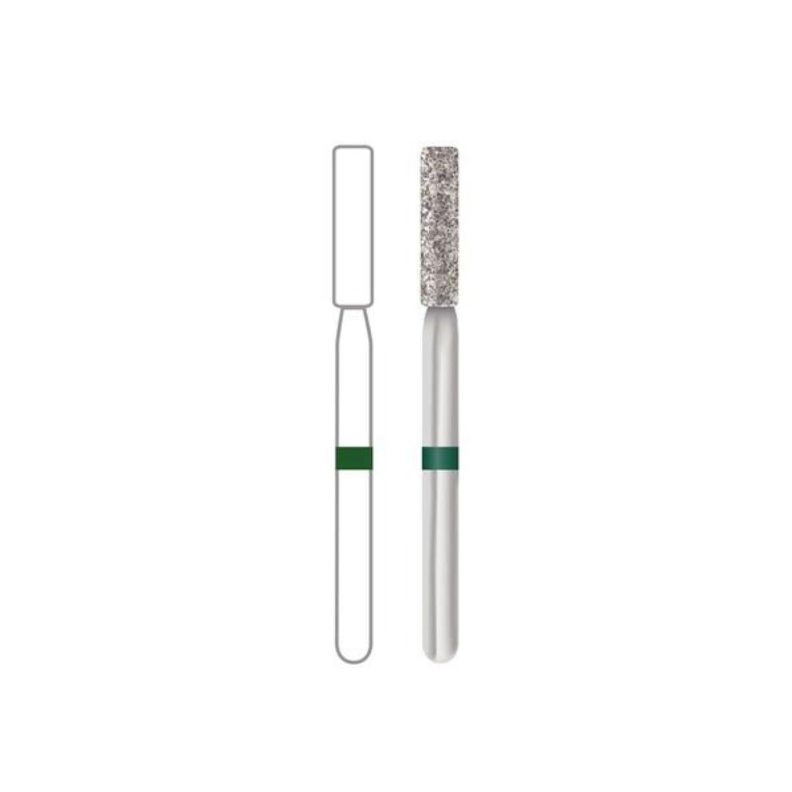 Midwest Multi-Use Diamond Bur #837KR-016C, Coarse Grit, Long Modified Flat End Cylinder, Friction Grip, 1.6 mm Diameter, 8.0 mm Length, 5/Pk thumbnail 2