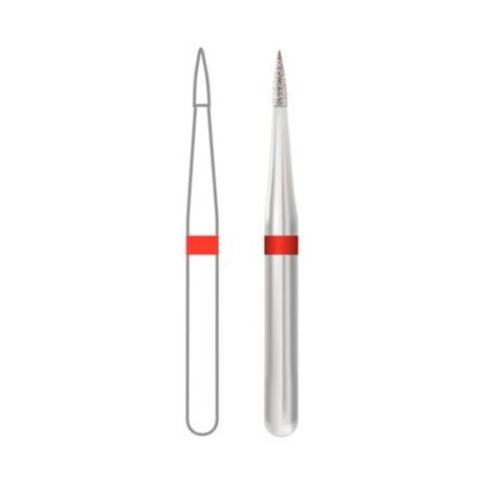 Midwest Multi-Use Diamond Bur #889-010F, Fine Grit, Flame Shape, Friction Grip, 1.0 mm Diameter, 4.0 mm Length, 5/Pk thumbnail 2