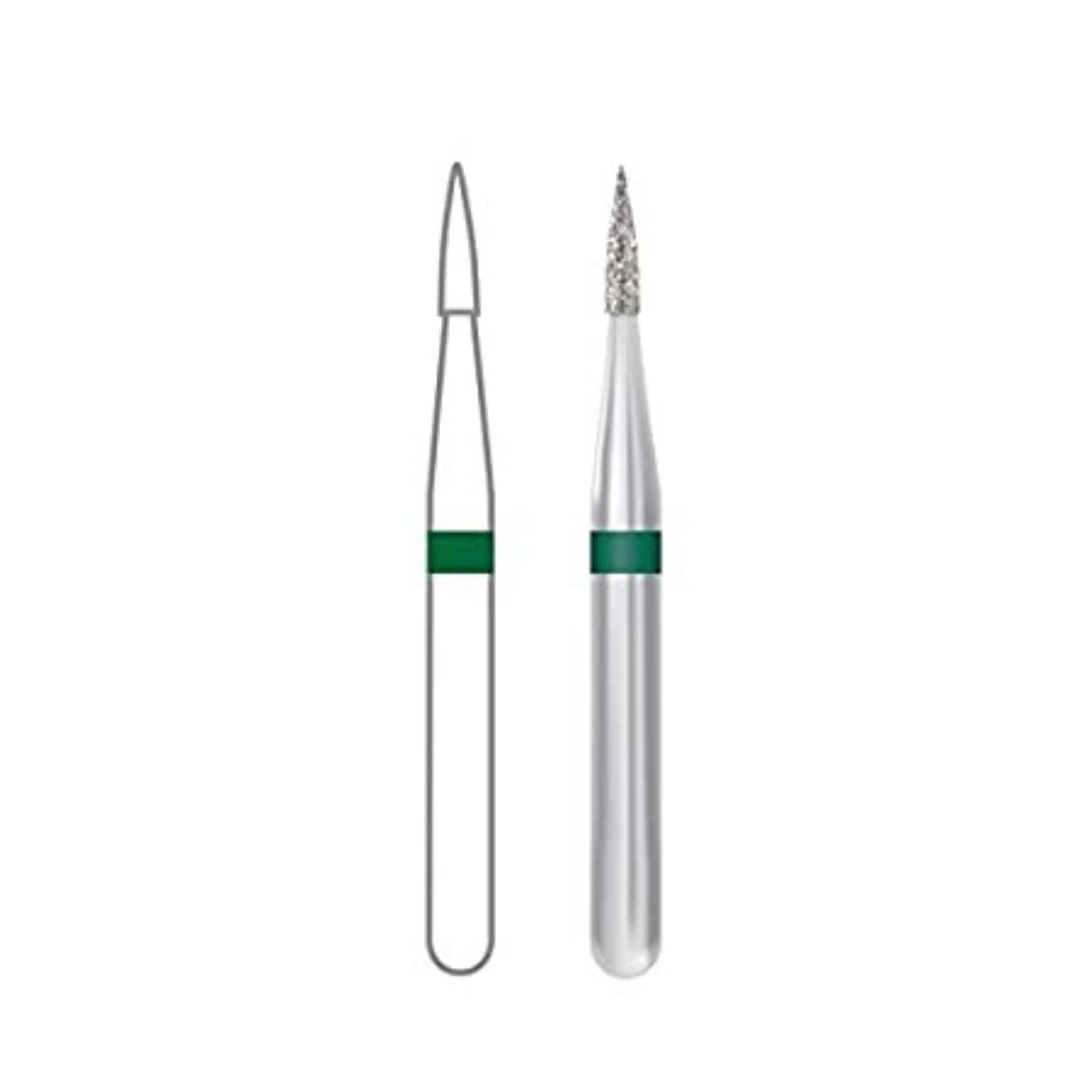 Midwest Multi-Use Diamond Bur, FG #889-010C, Coarse Grit, Flame Shape, 1.0 mm Diameter, 4.0 mm Length, 5/Pk thumbnail 2