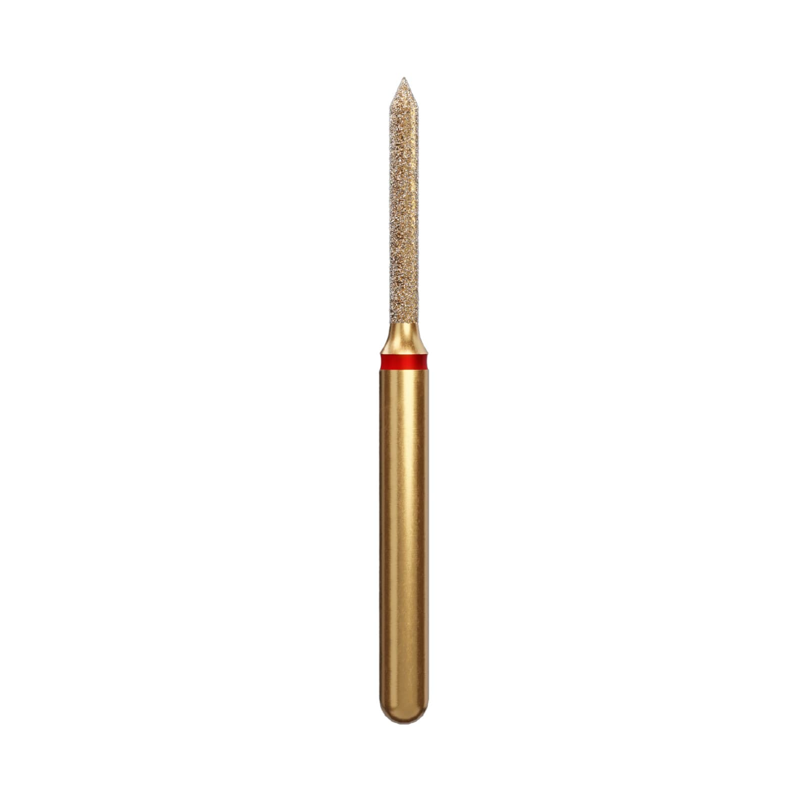 Alpen® Multi Use Diamond Bur FG 885-012, Fine Grit, Beveled Cylinder, 1.2 mm Diameter, 8.0 mm Length, Red Ring, 5/Pkg - Alpen® Multi Use Diamond Burs – FG, Fine, Red, Cylinder, 5/Pkg - Cylinder Beveled End, # 885, 1.2  mm Diameter, 8.0  mm Length - Image 1