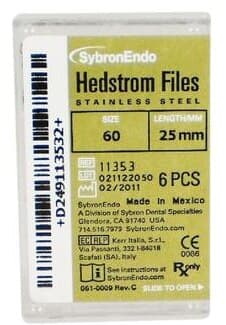 Kerr (SybronEndo) Hedstrom Files, Stainless Steel, 25 mm, Size #60, Blue, 6/Pk, 11353 thumbnail 8