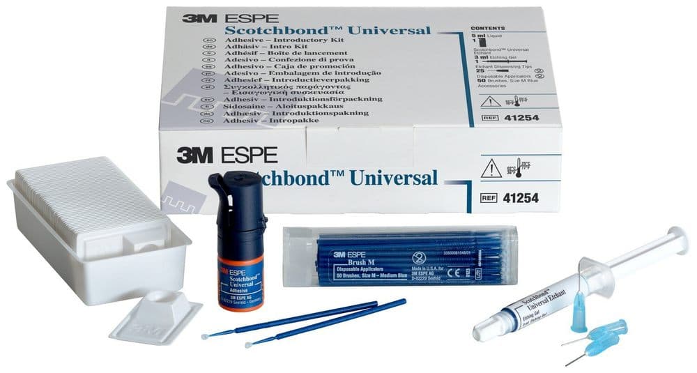 3M Scotchbond Universal Adhesive Vial Intro Kit, 5 mL Adhesive Vial, 3 mL Etchant Syringe, 50 Mix Wells, 50 Microbrushes, 25 Dispensing Tips, 41254 thumbnail 15