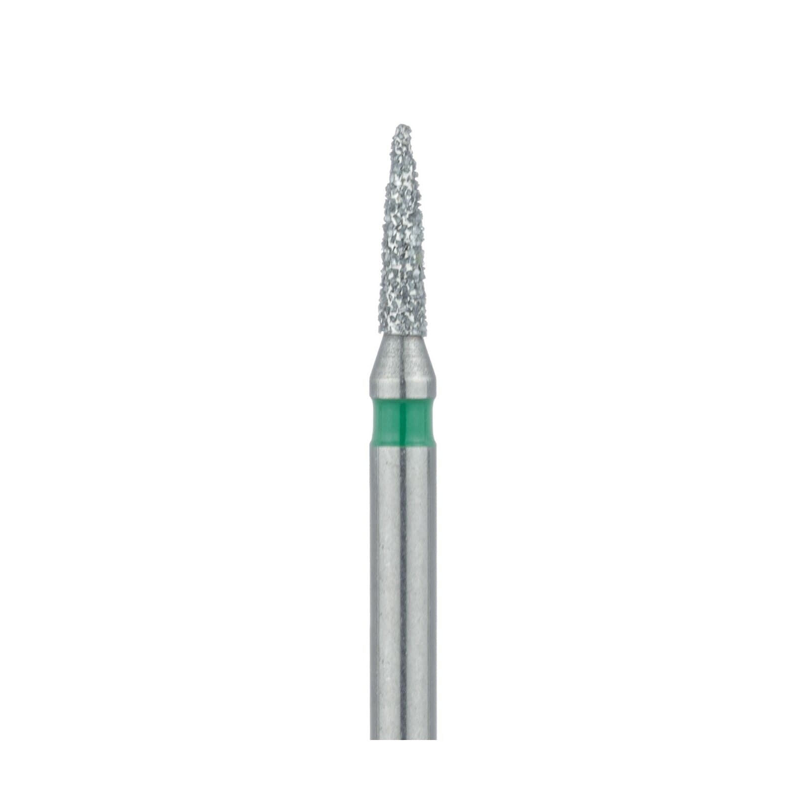 Meisinger 861G-012-FG Coarse Diamond Bur, Flame Shape, Friction Grip, 1.2 mm Head Diameter, 5.0 mm Head Length, Green Ring, 5/Pkg thumbnail 3