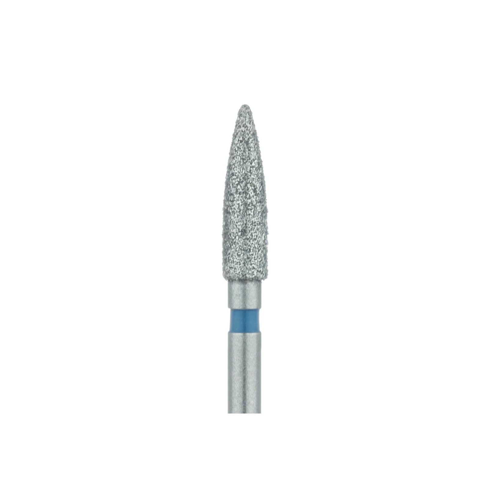 Meisinger 862-021-FG Diamond Bur, FG, Medium Grit, Blue Ring, Flame Shape, Point End, 2.1 mm Head Diameter, 8.0 mm Head Length, 5/Pkg thumbnail 3