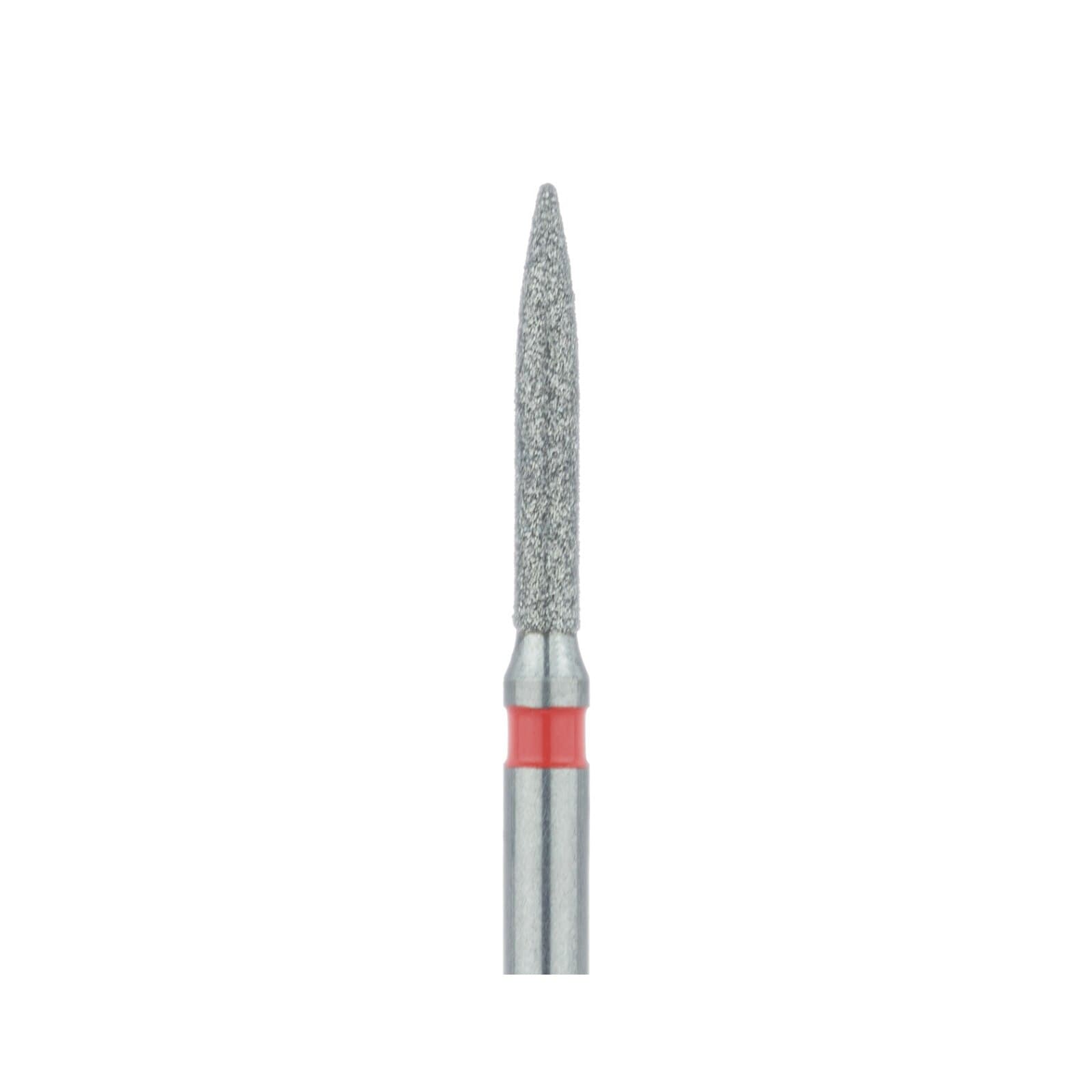 Meisinger 862F-012-FG Fine Diamond Bur, Flame Shape, Friction Grip, 1.2 mm Head Diameter, 8.0 mm Head Length, Red Ring, 5/Pkg thumbnail 3