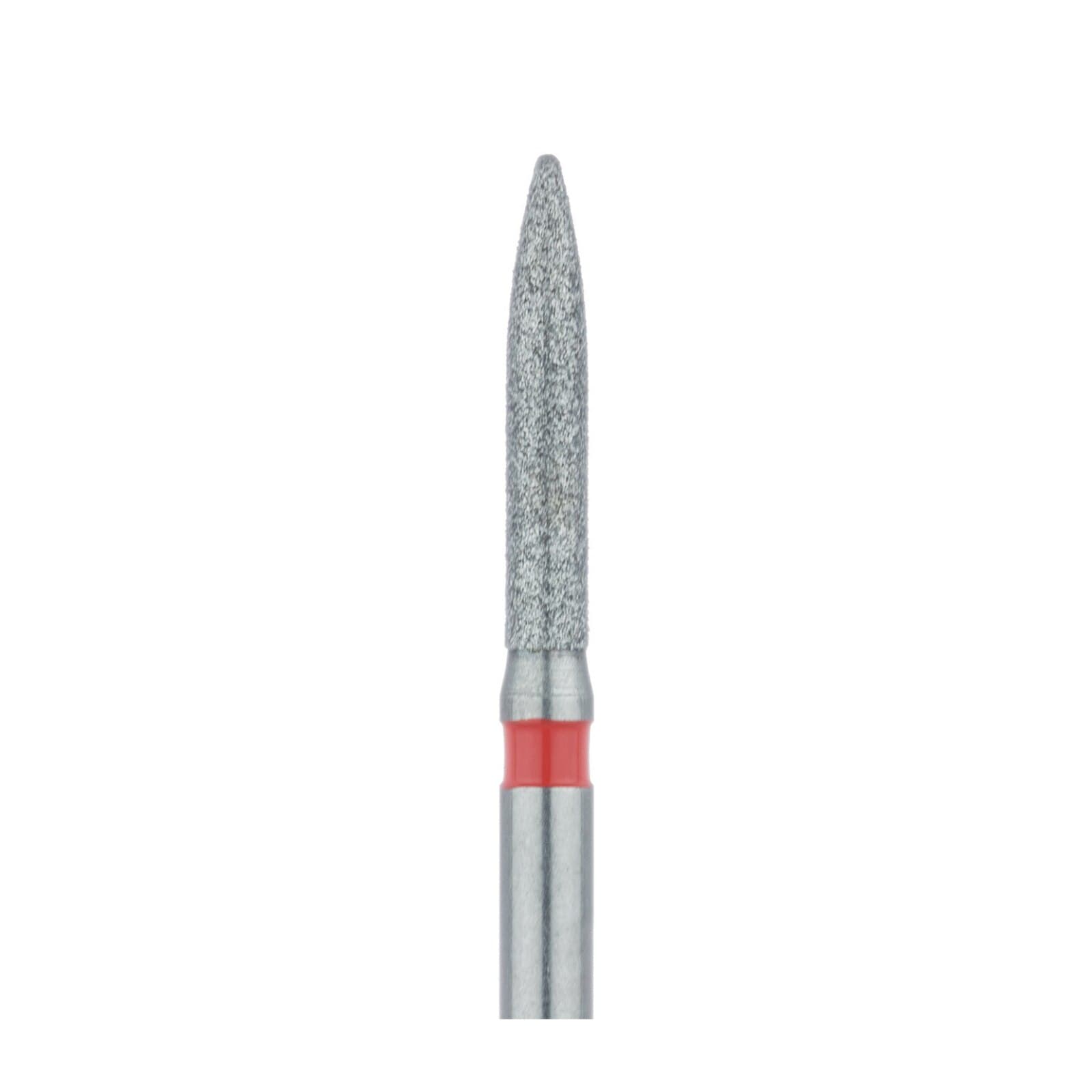 Meisinger 862F-014-FG Fine Grit Flame Diamond Bur, Friction Grip, 1.4 mm Head Diameter, 8.0 mm Head Length, Red Ring, 5/Pkg thumbnail 3