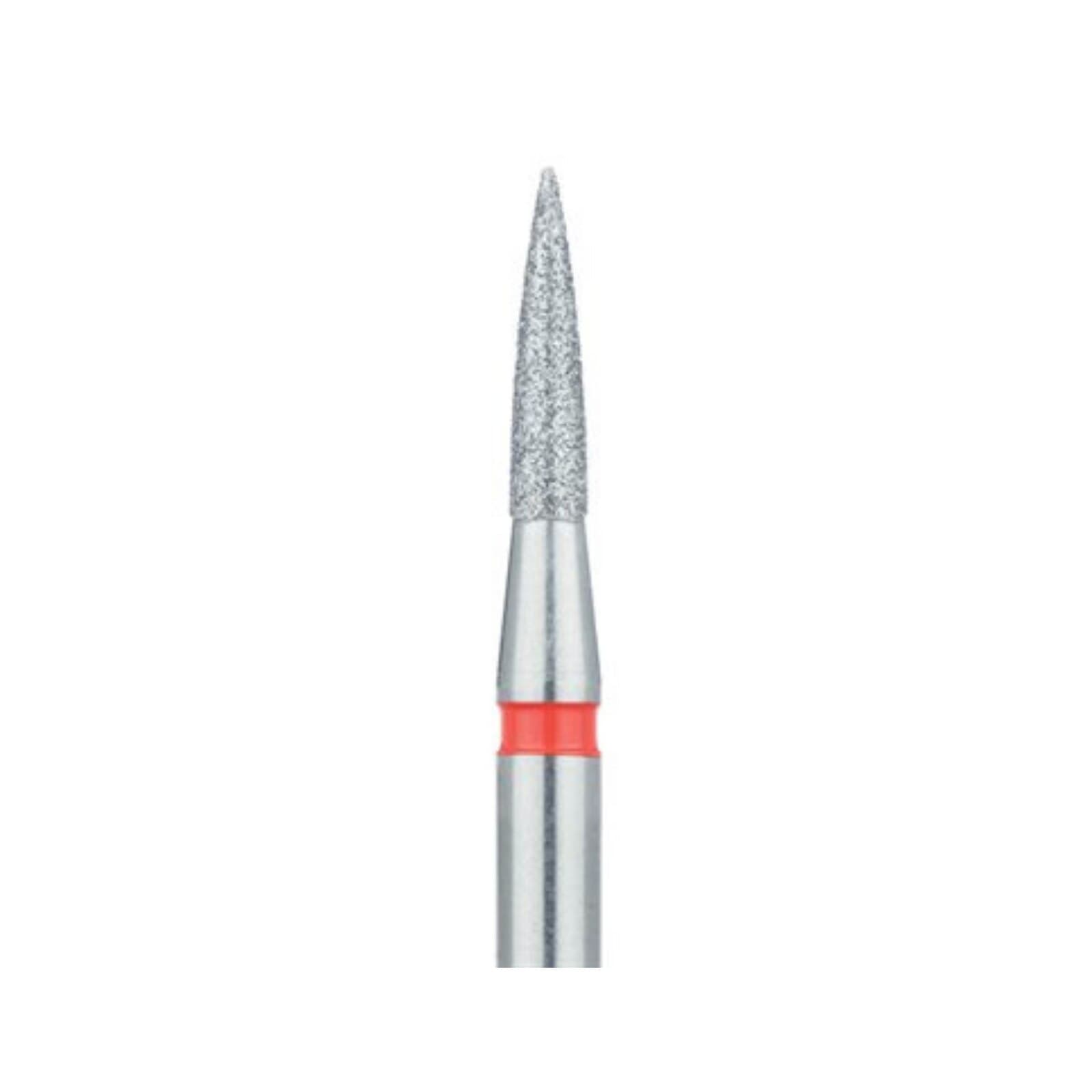 Meisinger 862F-016-HP Fine Diamond Bur, Flame Shape, 1.6 mm Diameter, 8 mm Working Length, HP Shank, Red Ring, 5/Pack thumbnail 3