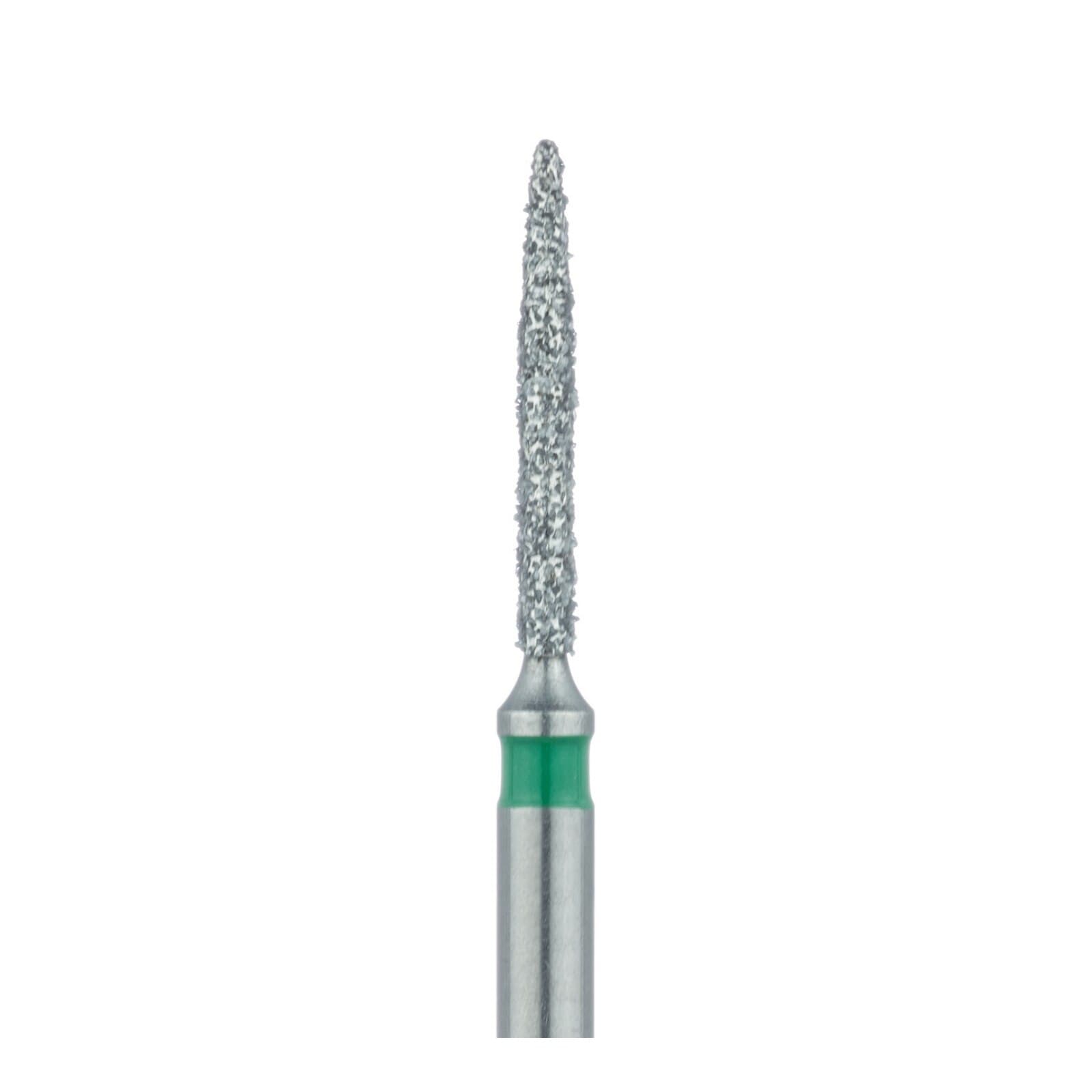 Meisinger FG #862G-010 Coarse Flame Shaped Diamond Bur, Friction Grip, 1.0 mm Head, 8 mm Working Length, Green Band, Multi-Use, 5/Pk thumbnail 3