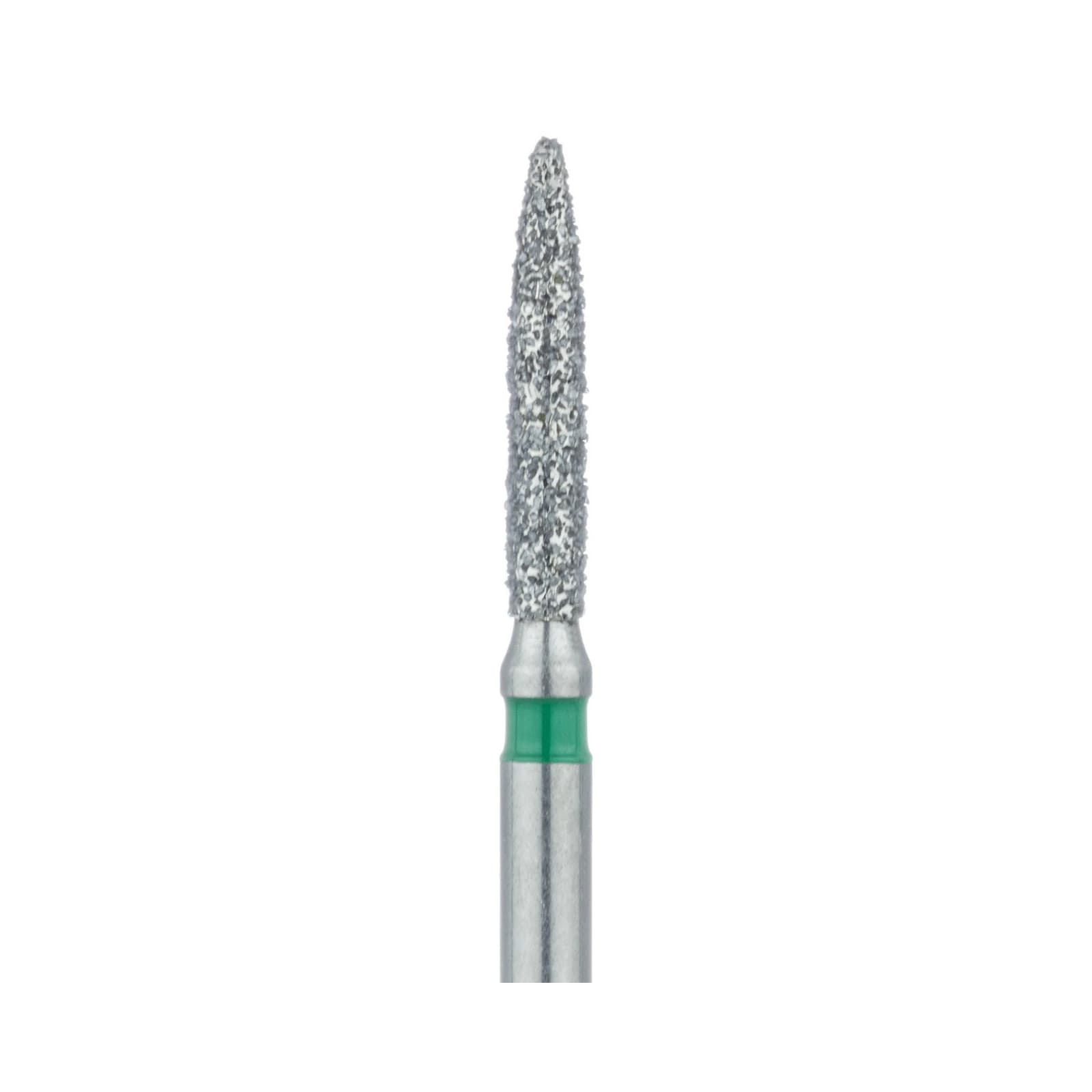 Meisinger 862G-014-FG Coarse Diamond Bur, Flame Shape, Friction Grip, 1.4 mm Head Diameter, 8.0 mm Head Length, Green Ring, 5/Pkg thumbnail 3
