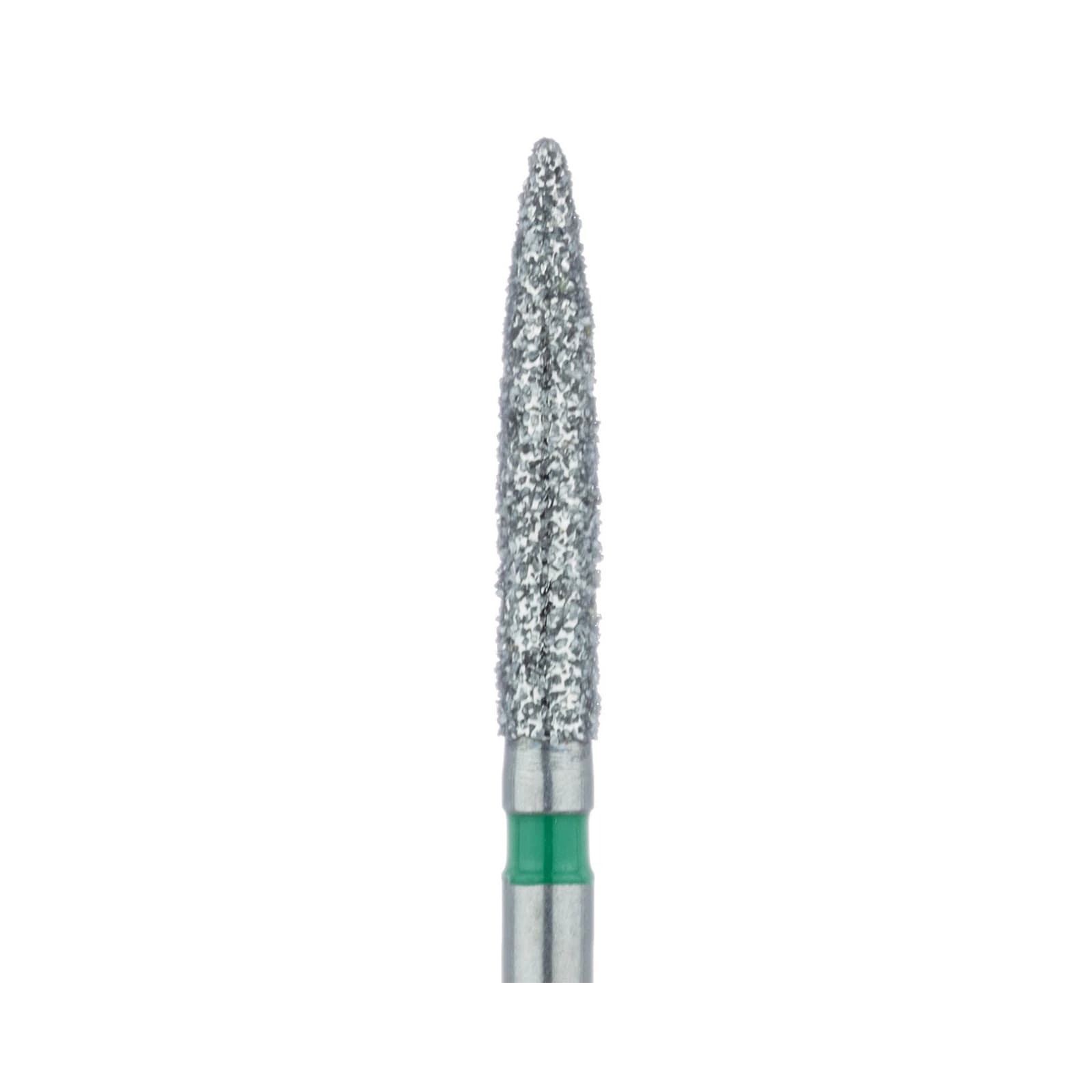 Meisinger Multi-Use Diamond Bur, Friction Grip, Long Flame, 863G, 1.8 mm, Coarse, Green, 5/Pk, 863G-018-FG thumbnail 4