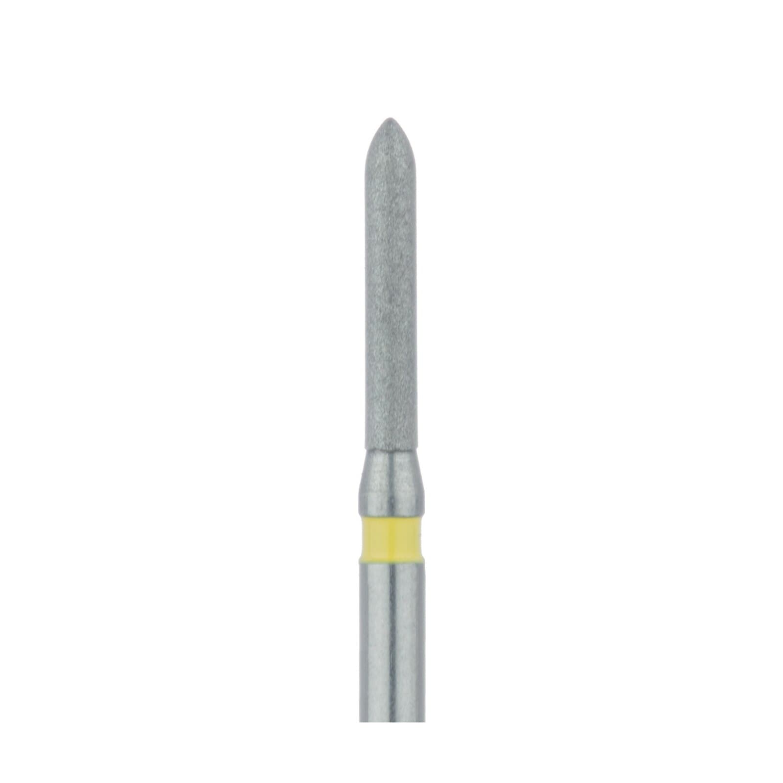 Meisinger 868C-012-FG Diamond Bur, Extra Fine, Yellow Ring, Long Torpedo/Cylinder, Friction Grip, 1.2 mm Head Diameter, 8.0 mm Head Length, 5/Pkg thumbnail 3