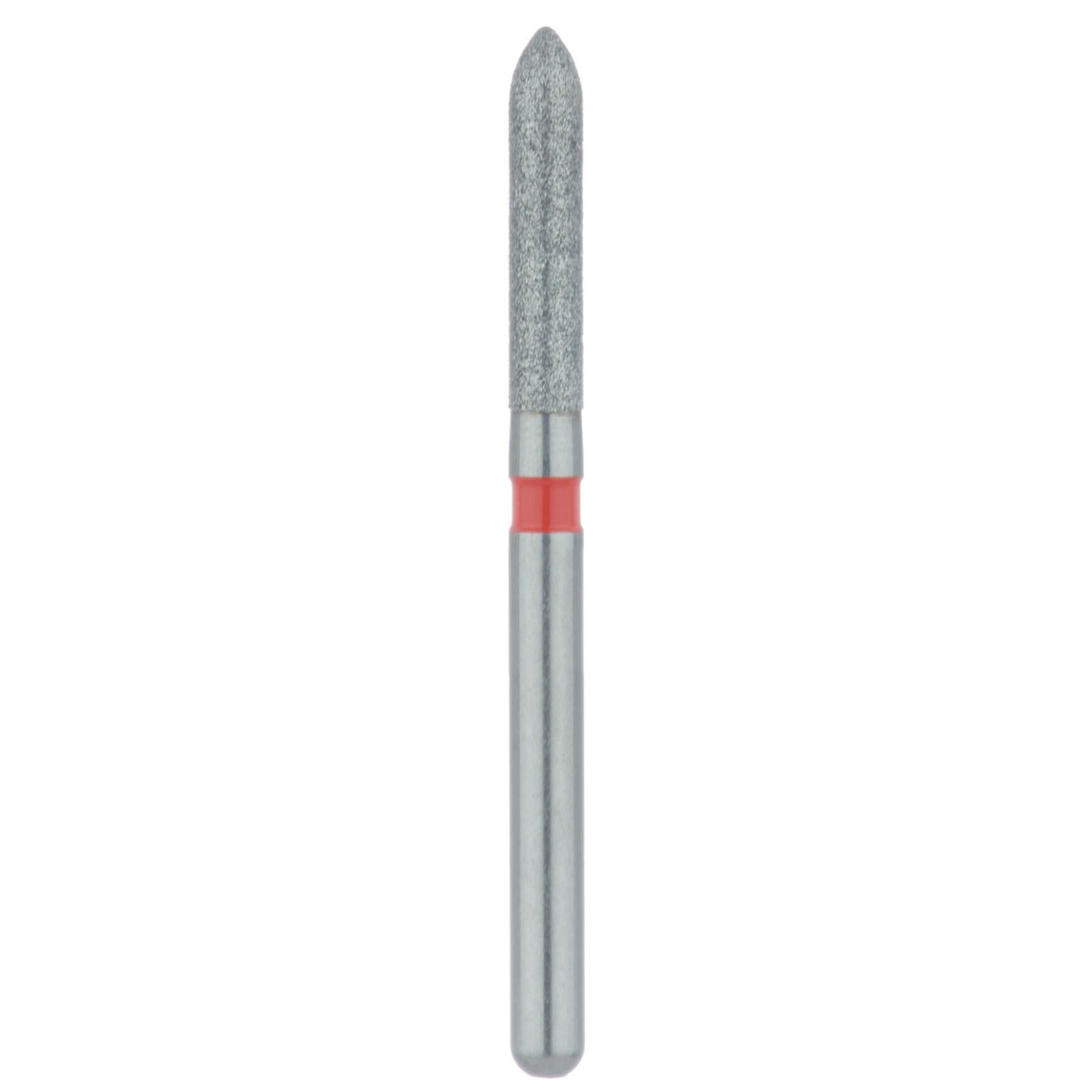 Meisinger 868F-016-FG Fine Grit Diamond Bur, Torpedo/Cylinder Shape, Bevel End, 1.6 mm Head Diameter, 8.0 mm Head Length, Friction Grip, Red Ring, 5/Pkg thumbnail 3