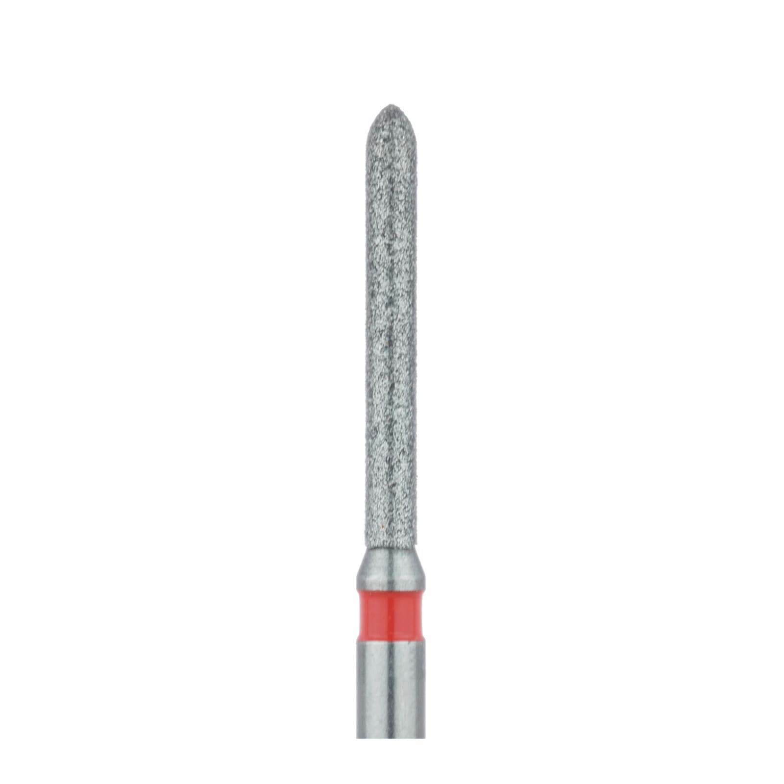 Meisinger 869F-012-FG Fine Grit Long Torpedo Diamond Bur, Friction Grip, 1.2 mm Head Diameter, 10.0 mm Head Length, Red Ring, 5/Pkg thumbnail 3