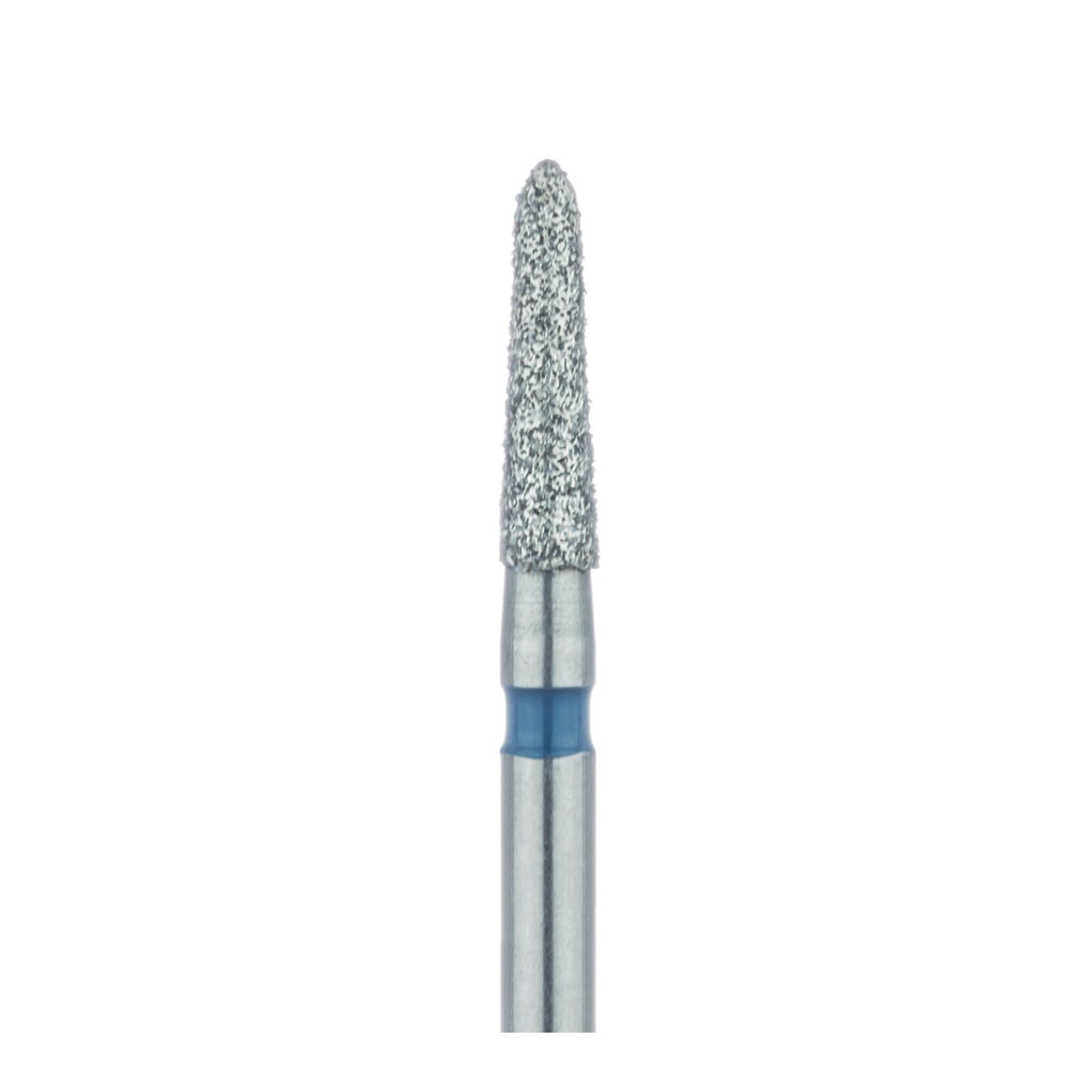 Meisinger 877-016-FG Diamond Bur, Medium Grit, Blue Ring, Tapered Torpedo/Cylinder, Bevel End, 1.6 mm Head Diameter, 6.5 mm Head Length, Friction Grip, 5/Pkg thumbnail 3