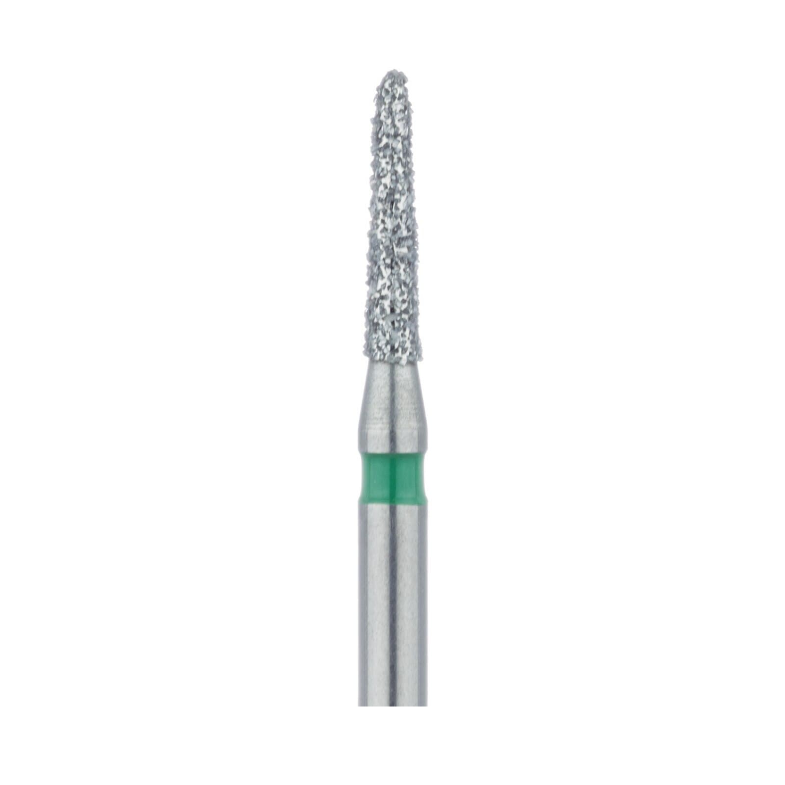 Meisinger 877G-014-FG Coarse Diamond Bur, Friction Grip, Tapered Torpedo/Cylinder, Bevel End, 1.4 mm Head Diameter, 6.5 mm Head Length, Green Ring, 5/Pkg thumbnail 3