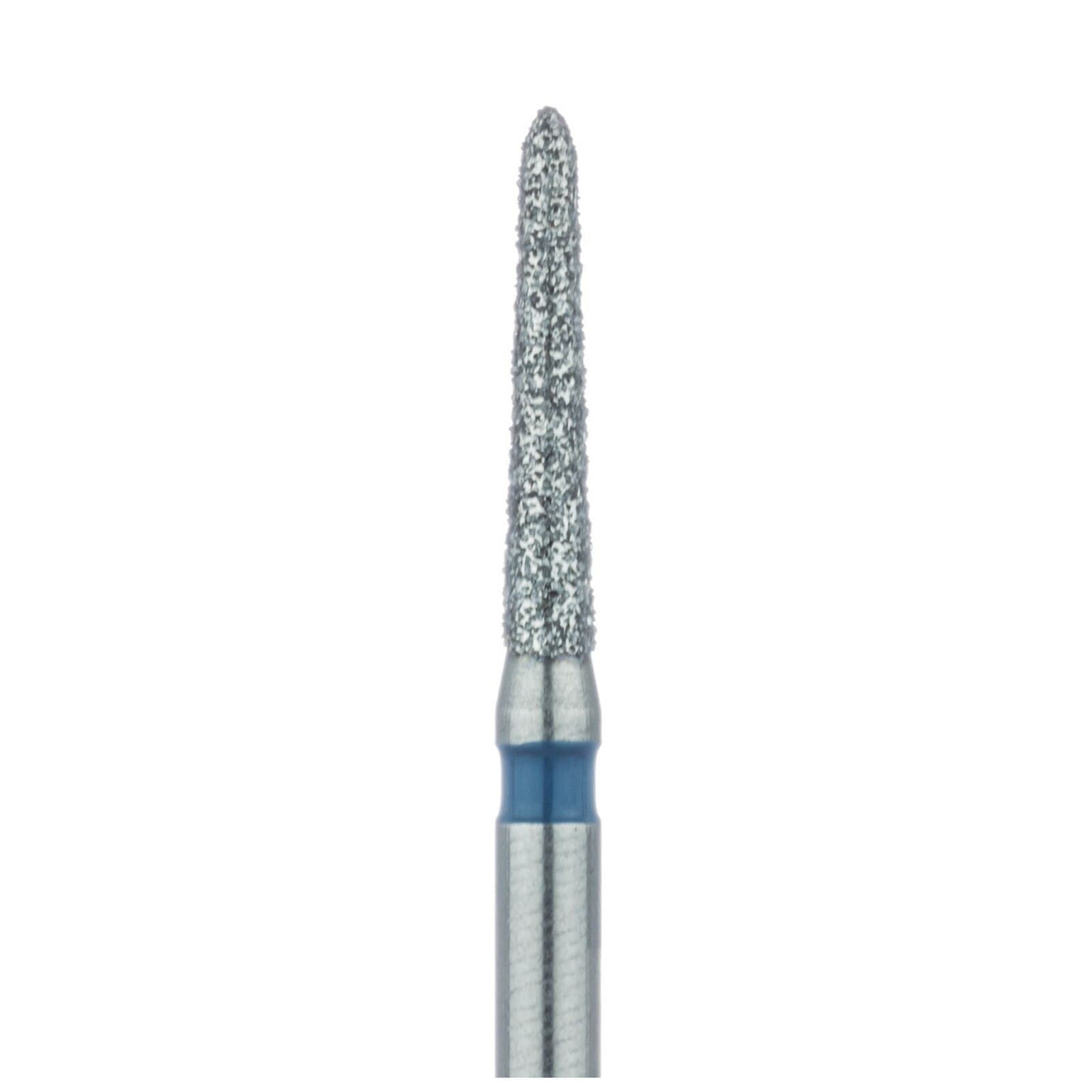 Meisinger 878-014-FG Diamond Bur, FG, Medium Grit, Blue Ring, Tapered Torpedo/Cylinder with Bevel End, 1.4 mm Head Diameter, 8.0 mm Head Length, 5/Pkg thumbnail 3