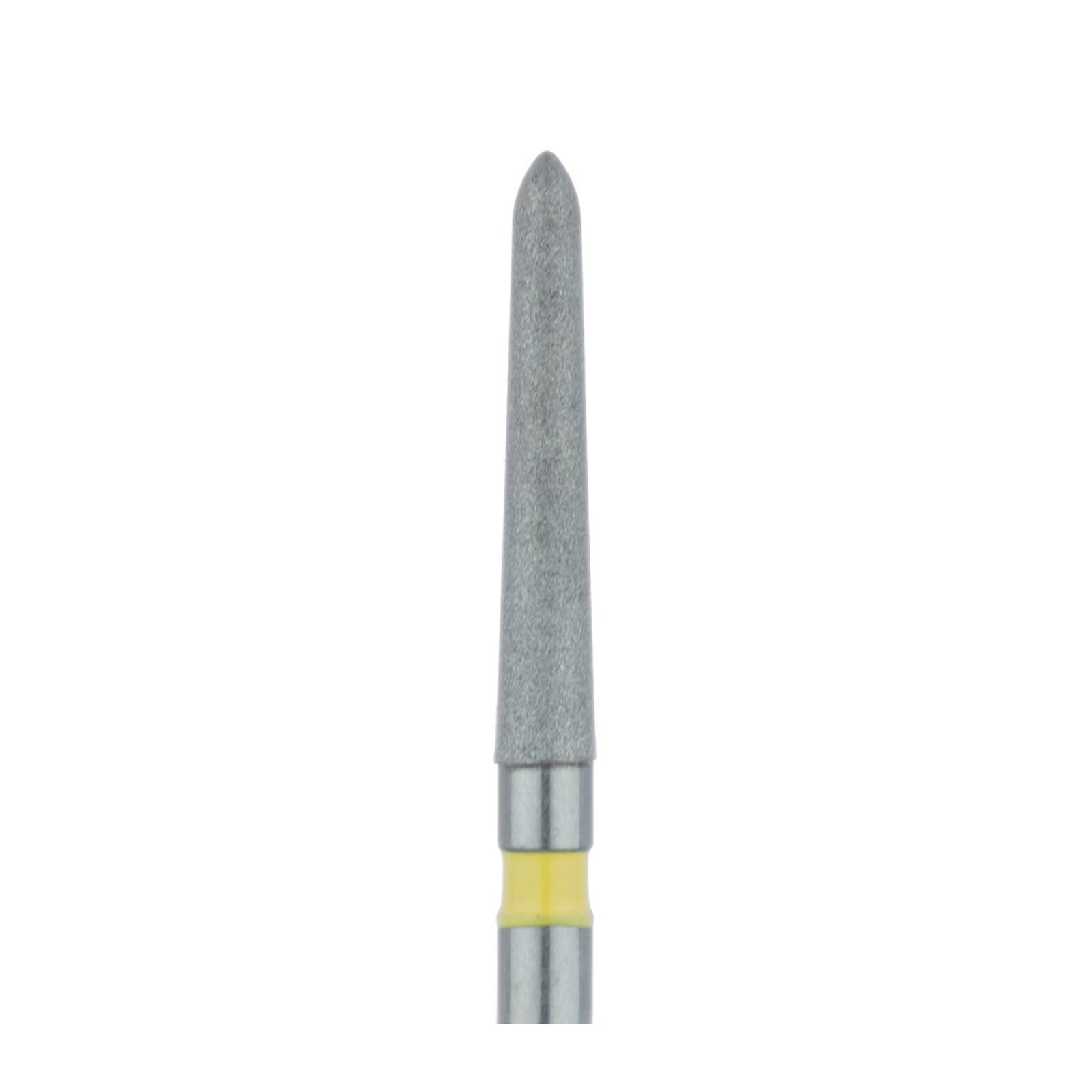 Meisinger 879C-016-FG Extra Fine Diamond Bur, Friction Grip, Cylinder/Chamfer, 1.6 mm Head Diameter, 10.0 mm Head Length, Yellow Ring, 5/Pkg thumbnail 3