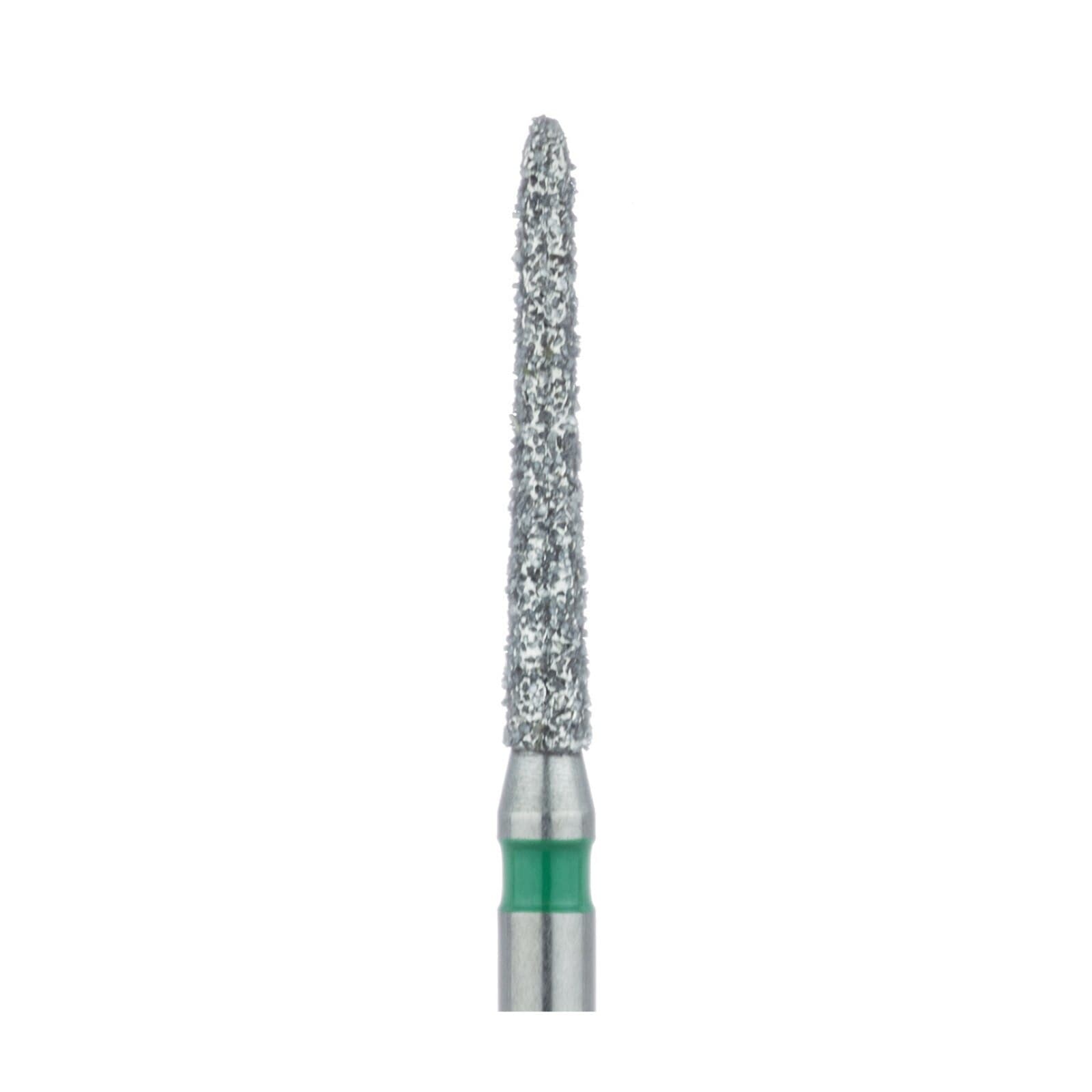 Meisinger 879G-014-FG Diamond Bur, FG, Coarse (Green), Tapered Torpedo, 1.4 mm Head Diameter, 10.0 mm Head Length, 5/Pkg thumbnail 3