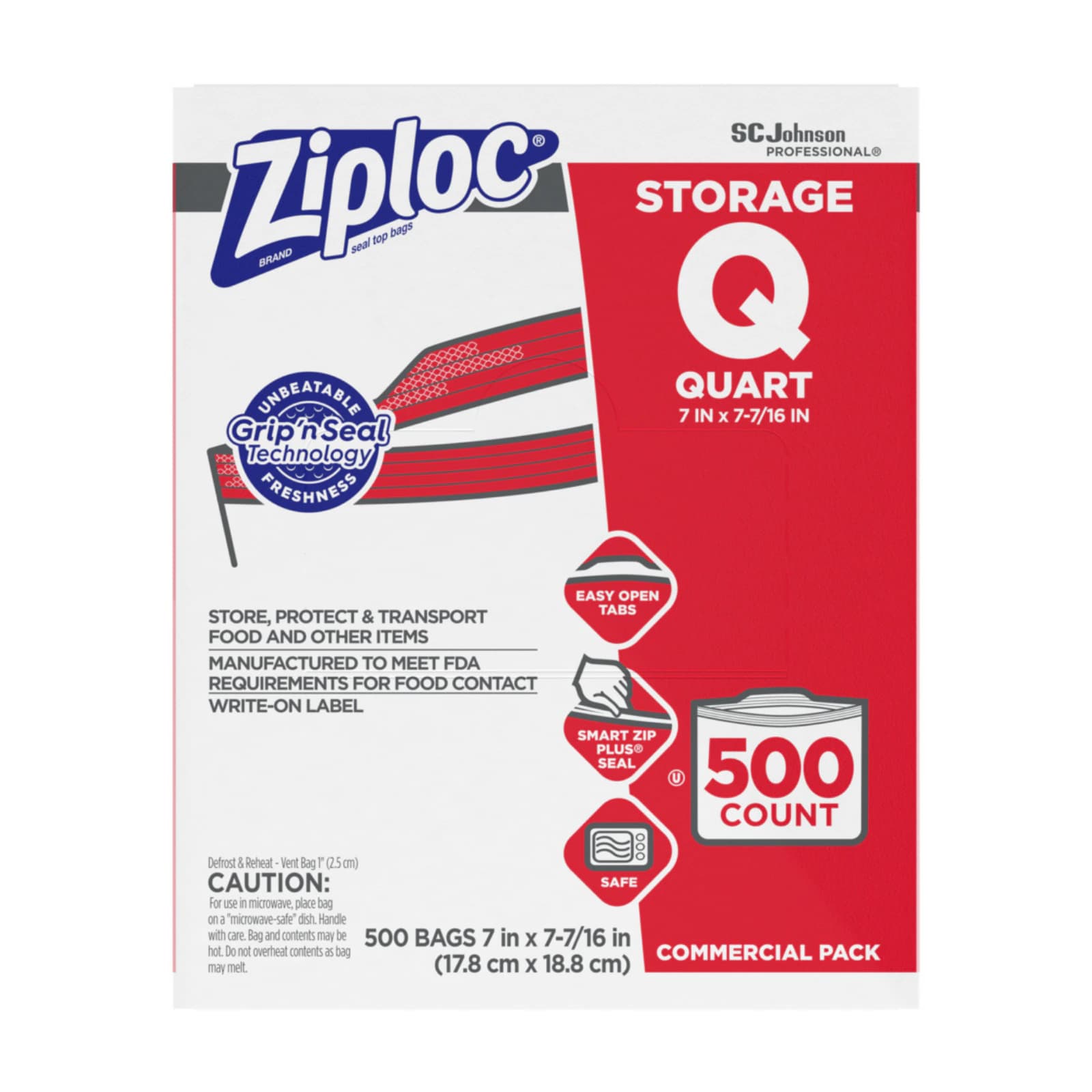 Ziploc Quart Storage Bags, 500/Bx - SC JOHNSON ZIPLOC QUART BAGS PK500 - Image 1