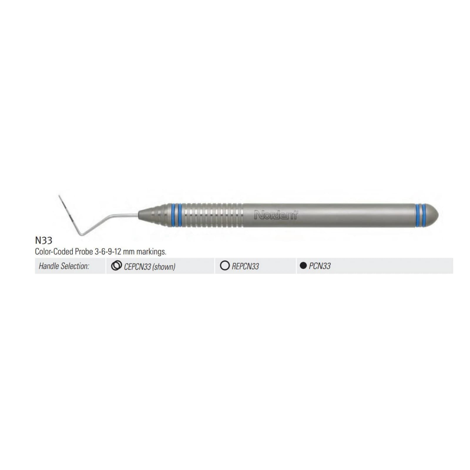 Nordent Color Coded Probe - Single-Ended - #N33 (3-6-9-12 mm) - DuraLite ColorRings thumbnail 7