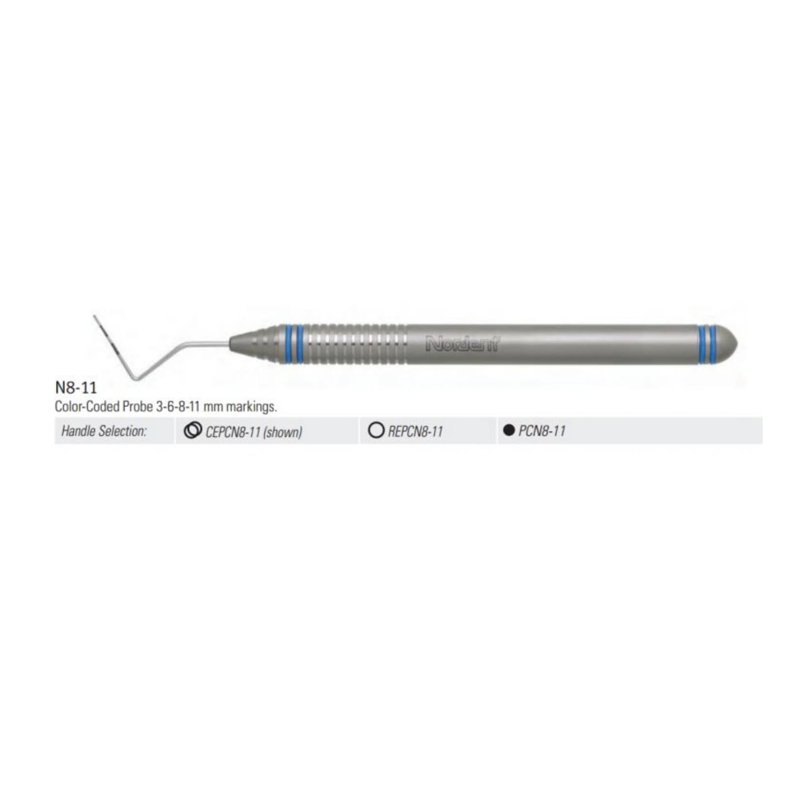Nordent Color Coded Probes - Single-Ended - #N8-11 (3-6-8-11 mm) - DuraLite ColorRings - Color Coded Probes - Single-Ended - #N8-11 (3-6-8-11) - DuraLite&reg; ColorRings - Image 1