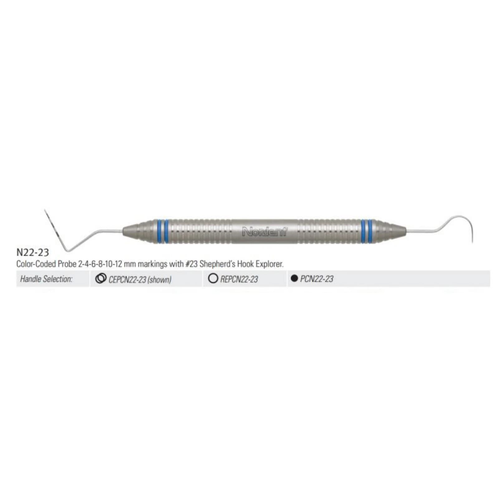 Nordent Expro DE Color Coded Probe-Explorer #23/#N22 (2-4-6-8-10-12 mm) DuraLite ColorRings - Color Coded Expros - #23/#N22 (2-4-6-8-10-12) - DuraLite&reg; ColorRings - Image 1