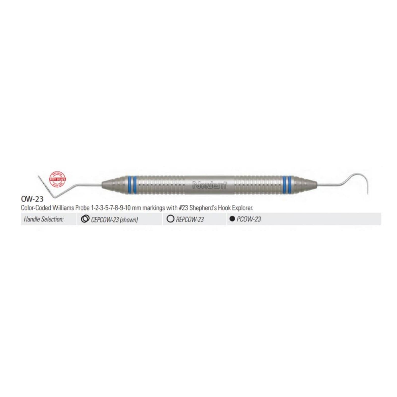 Nordent Expro #23 Williams Color Coded Double-End Explorer/Probe, DuraLite ColorRings (1-2-3-5-7-8-9-10), CEPCOW-23 thumbnail 2