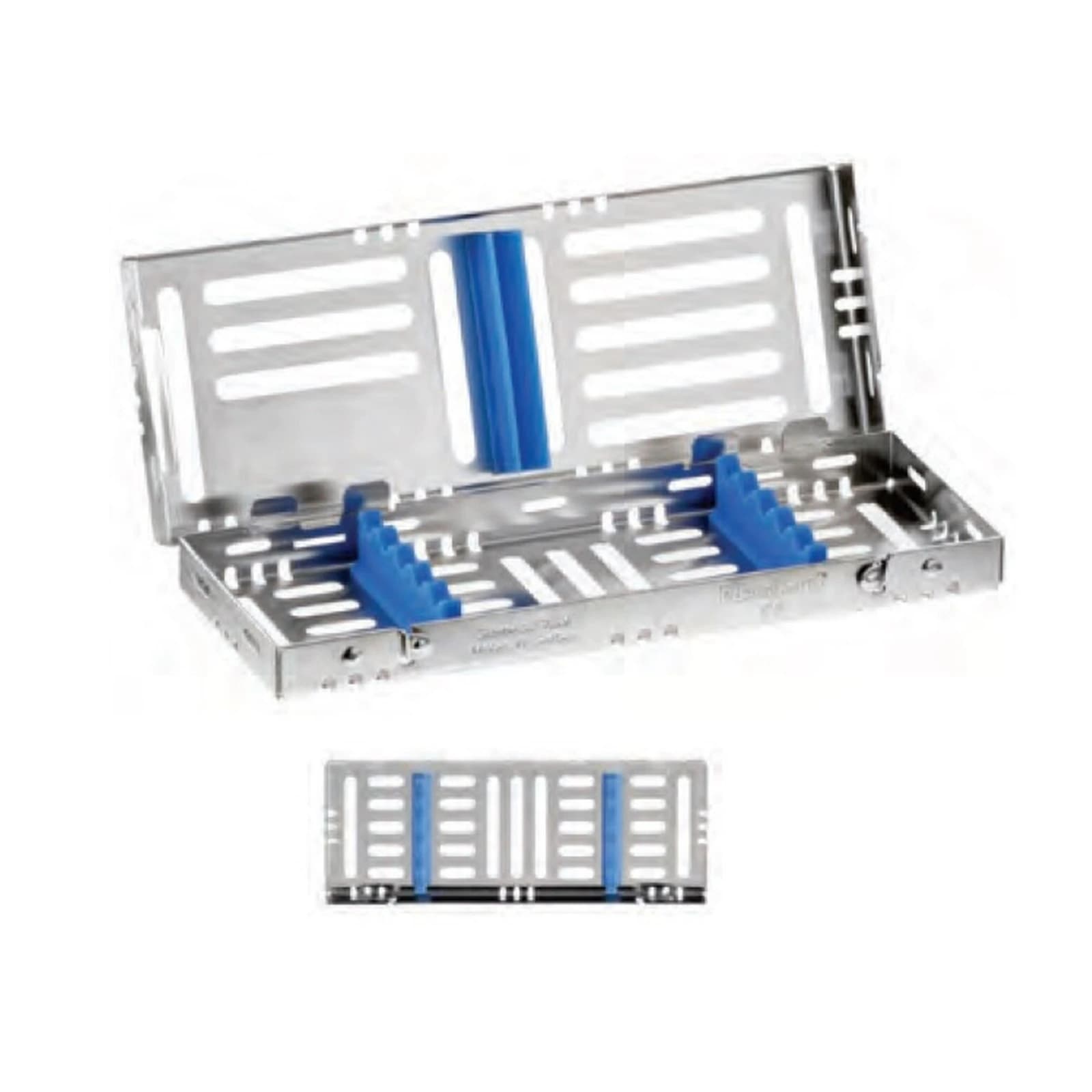 Nordent Sterilization Cassette, Single-Sided, Small, 5 Instruments, Blueberry Blue, Stainless Steel, 3" x 8" x 1.25" thumbnail 2