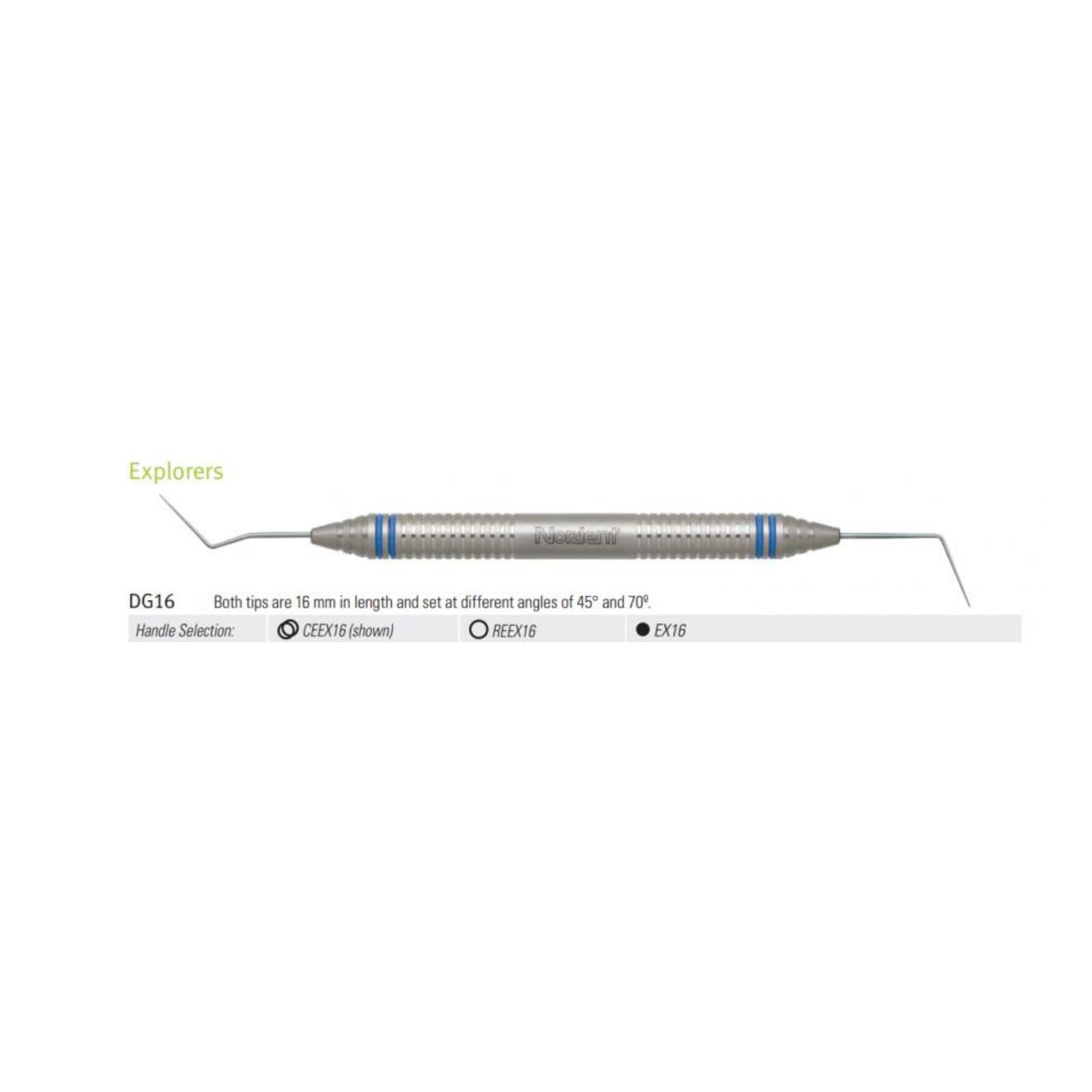 Nordent Explorer Endodontic DE #DG16 DuraLite Round, Double-Ended, Stainless Steel, REEX16 thumbnail 3