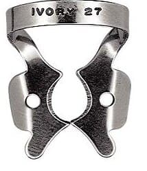 Ivory Rubber Dam Clamp, Winged, Stainless Steel, #27 Regular Molar, 50057372 thumbnail 3