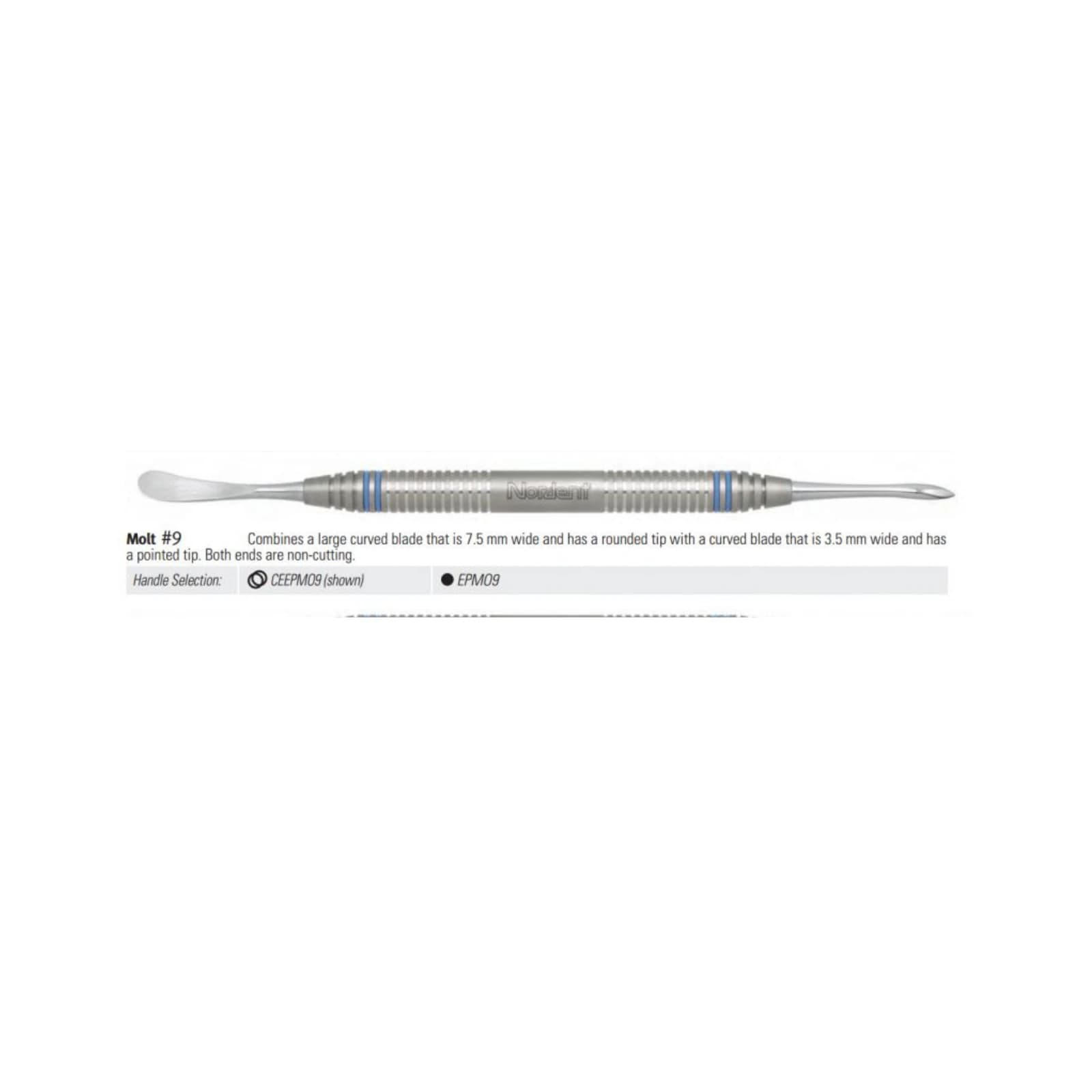 Nordent #9 Molt Periosteal Elevator, Double-Ended, Standard Handle thumbnail 2
