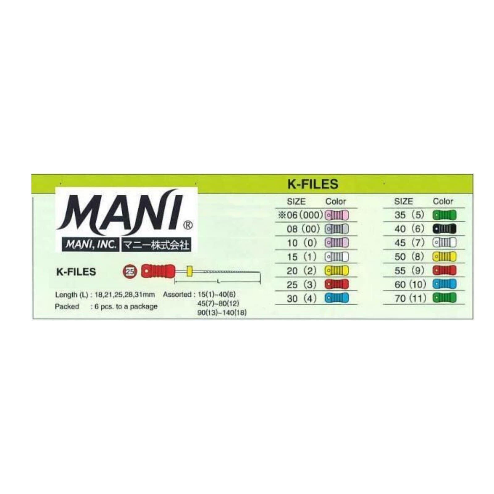 Mani K-File, Stainless Steel, 31 mm, #06, Pink, 6/Pk, MK3106 thumbnail 6