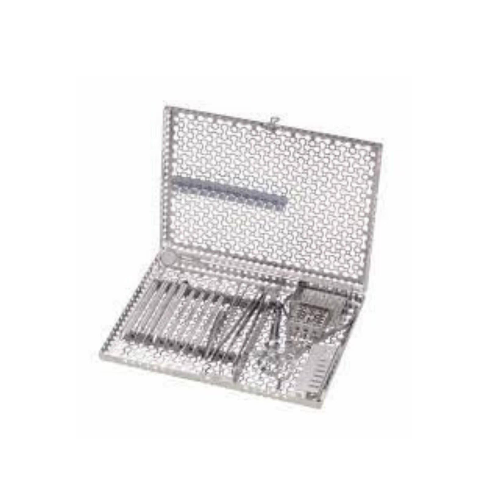Nordent Large Sterilization Cassette, 13 Instruments with Divider, White, 8"W x 11"L x 1.25"H - Nordent Large, 13 Instrument plus 4"x 8" open area Sterilization Cassette - Image 1