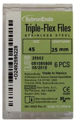 Kerr Endodontics Triple-Flex Stainless Steel Endodontic Files, Size #45, White, 25mm Length, 6/Box, 25952 thumbnail 2