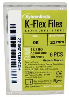 Kerr K-Flex Endodontic Files, #08 (Gray), 21 mm, Stainless Steel, 6/Box, 15290 thumbnail 15